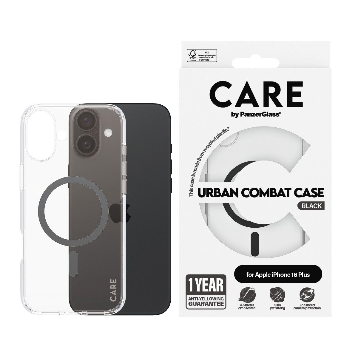 CARE by PanzerGlass Handyhülle Urban Combat Case mit MagSafe für Apple iPhone 16 Plus, Backcover, Schutzhülle, Handyschutzhülle, Case, Schutzcase, stoßfest