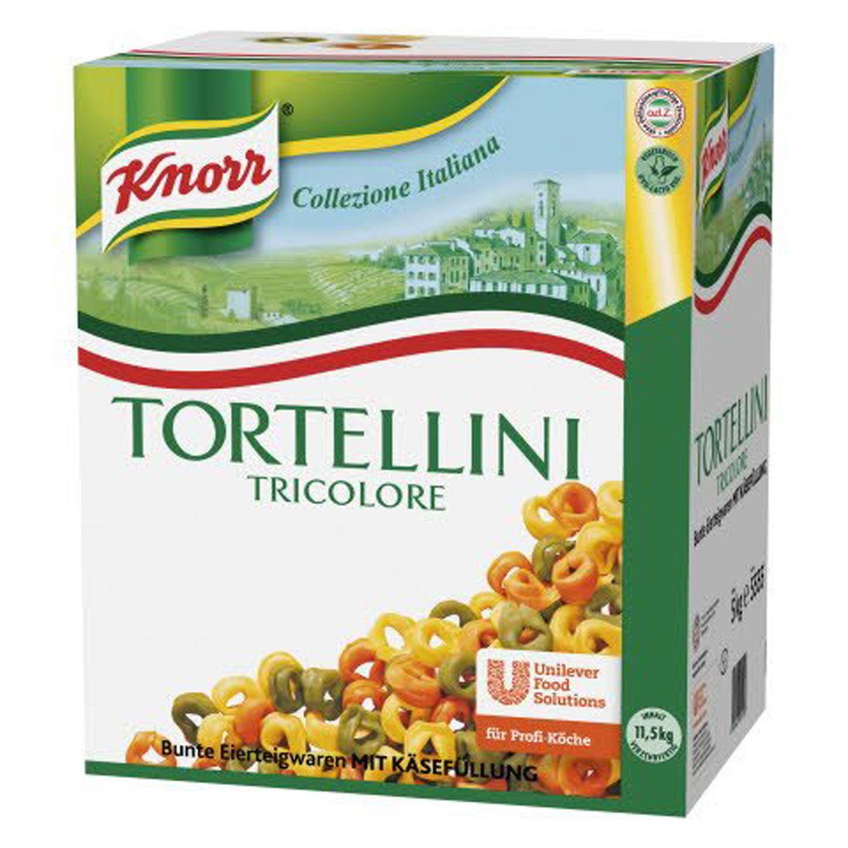 Knorr Nudeln, Knorr Tortellini Tricolore mit Käsefüllung italienische Nudeln 5000g