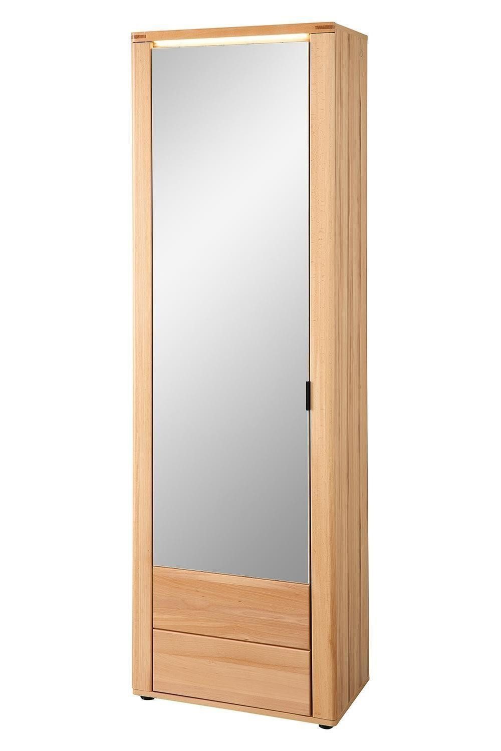 Vito CAMBRA, Wildeiche Dekor, Wildeiche massiv lackiert 1 Spiegeltür, mit LED-Beleuchtung, B 65 x H 204 x T 38 cm