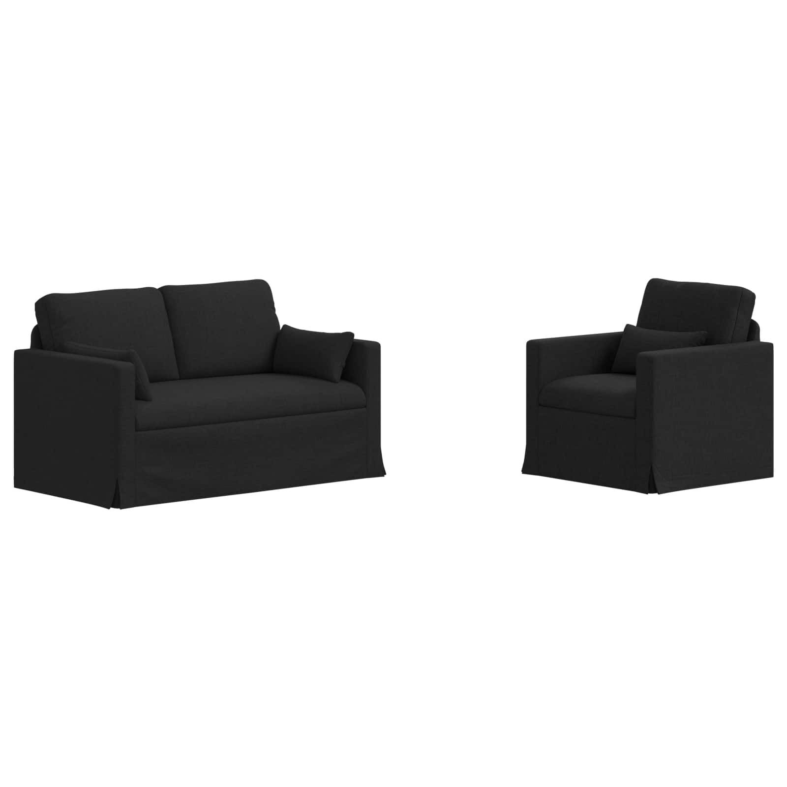 vidaXL Sofa Sofa Set 2 pcs Schwarz 139 x 78 x 80 cm Stoff, 2 Teile