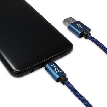 EAXUS 1 Meter USB-C Kabel im Jeans-Look USB-Kabel, USB Typ A, USB-C, (100 cm), Anti-Bruch Nylon, für Smartphones & Tablets, Lade- & Datenkabel