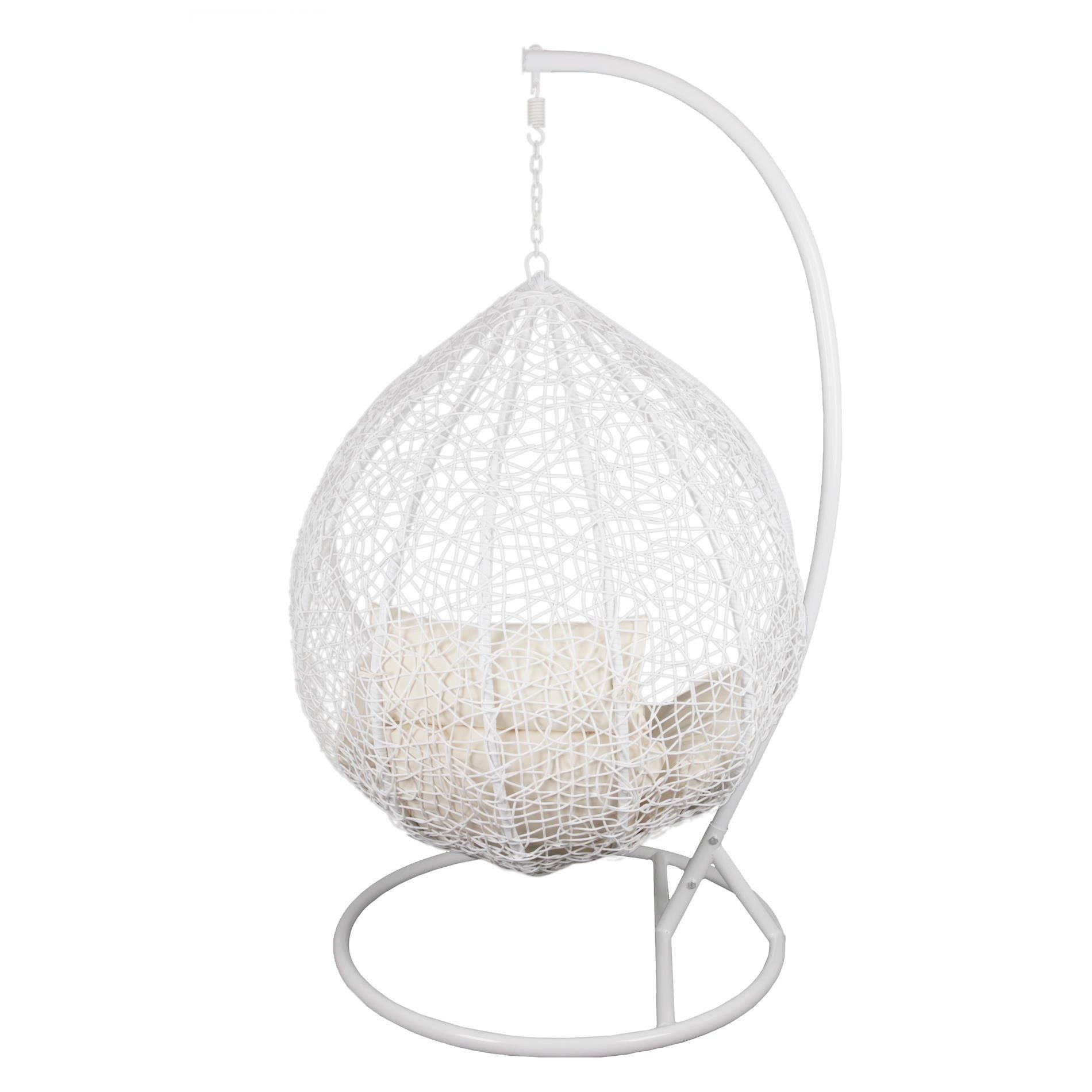 ESTEXO Hängesessel mit Gestell Rattan Korb Hängekorb Polyrattan Gartensessel Weiß