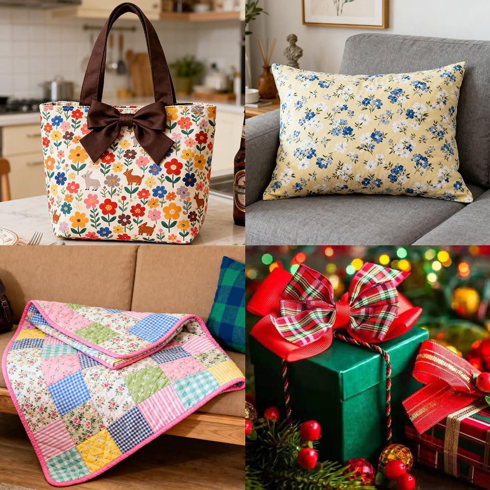 Diwzbyn Stoff 7-teiliges Fat-Quarter-Stoffpaket, 50 x 50 cm vorgeschnittene, Baumwollstoffe für Quilten, Nähen, Patchwork und DIY-Bastelprojekte – Bild 5 von 5