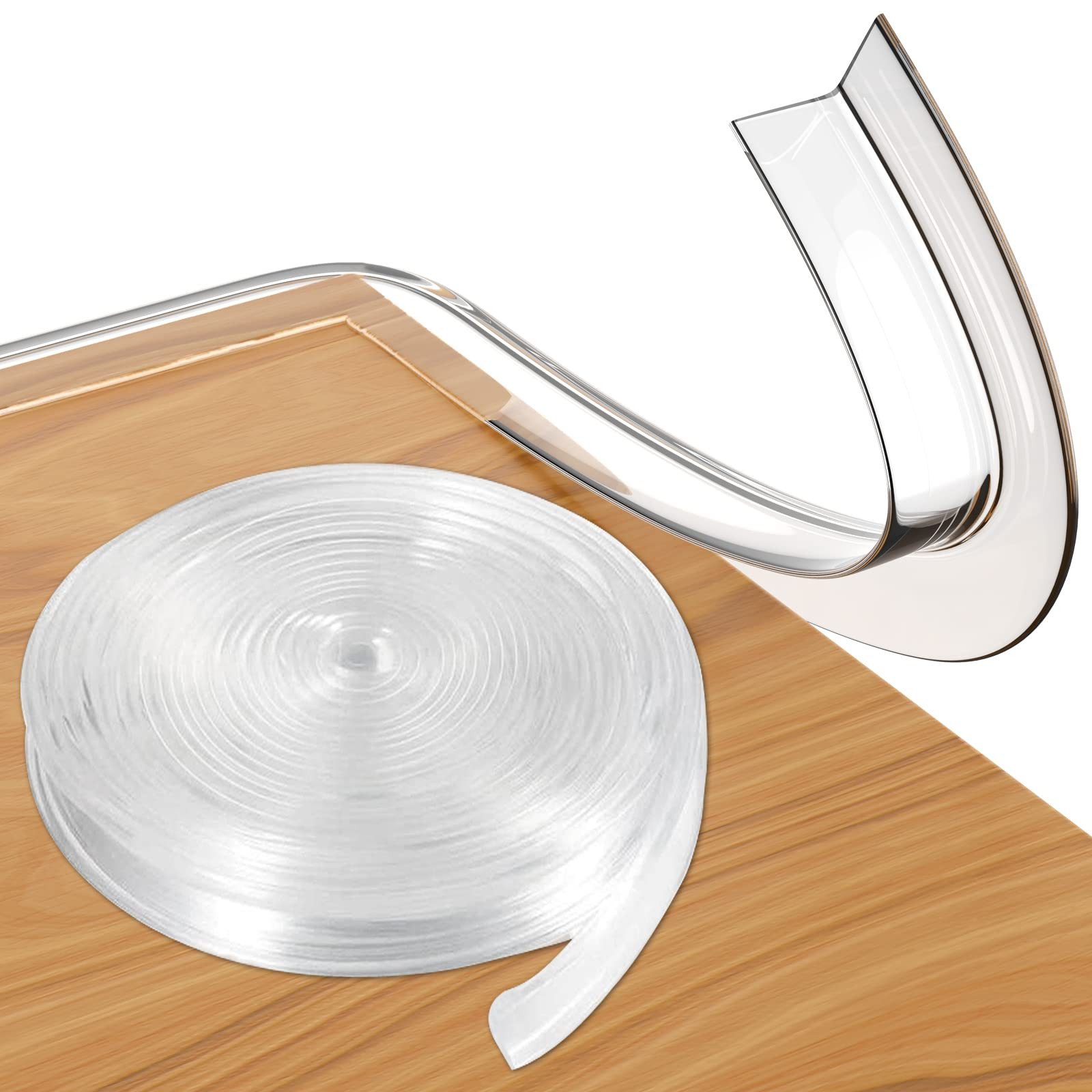 MOPUEA Kindersicherung 3 m Kantenschutz Transparenter Stoßfänger-Streifen für Baby, Kinder, Eckenschutz Transparent - Einfache Montage (10mm Breite)