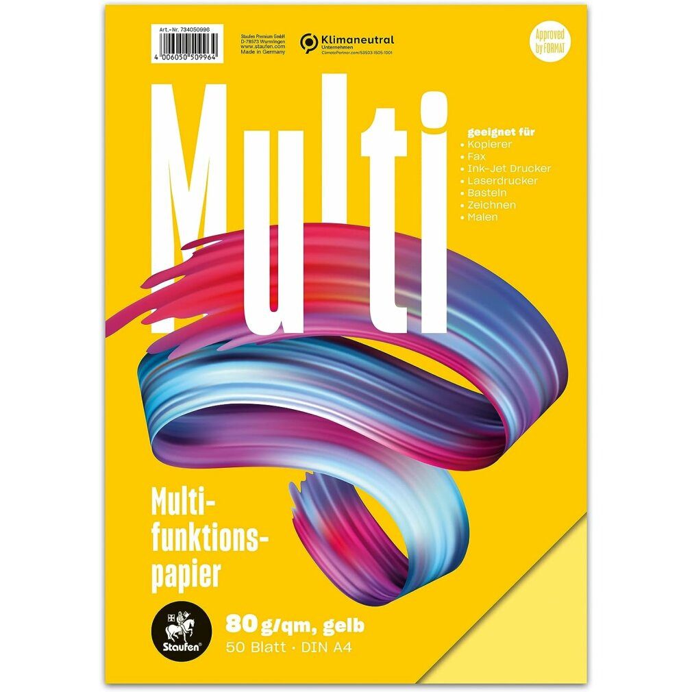 Staufen Kopierpapier Multifunktions-Papier A4 80g 50Bl Intensivgelb 50996-734050996