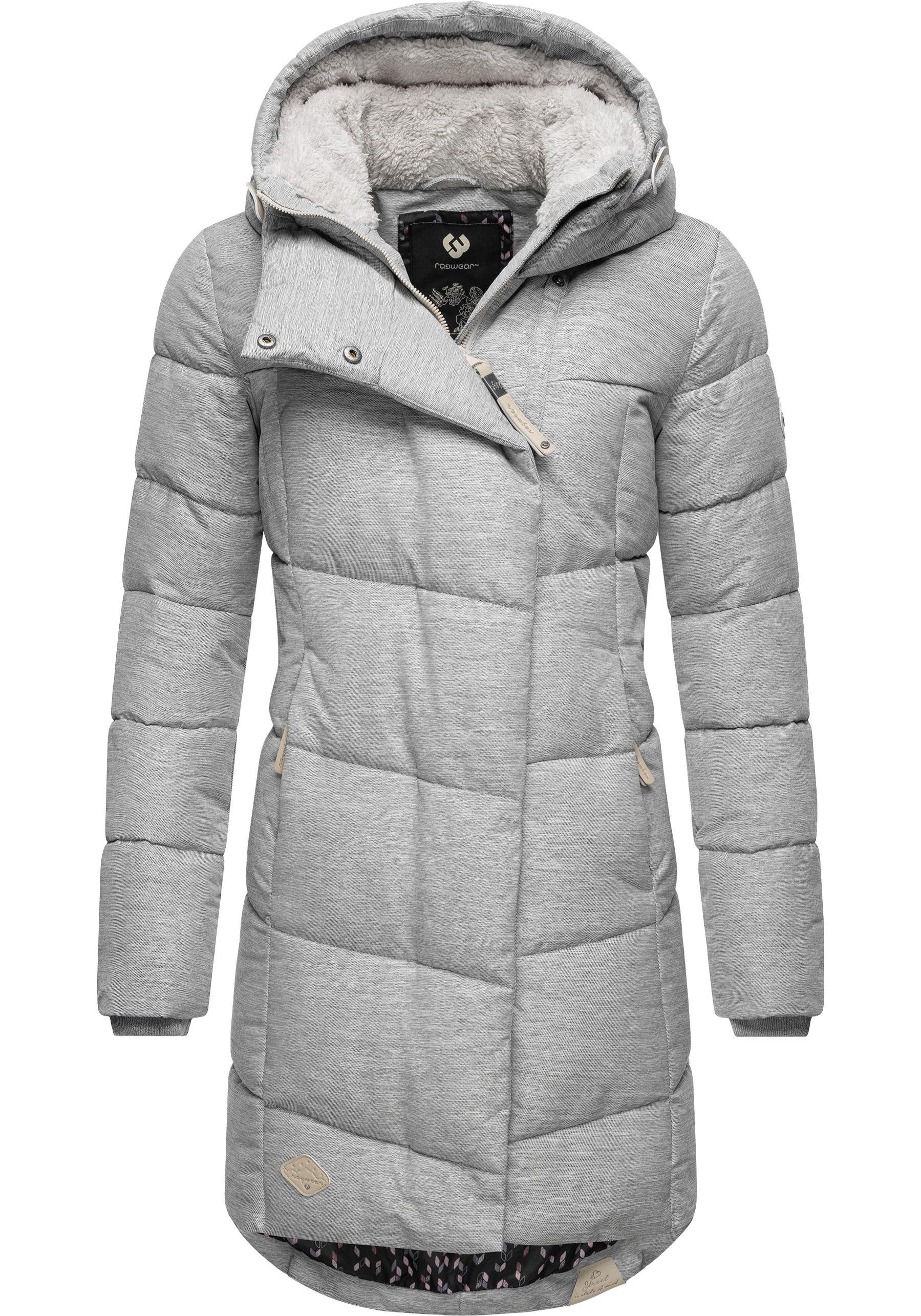 Ragwear Wintermantel Pavla stylischer Winterparka mit Teddyfutter und Kapuze altweiß