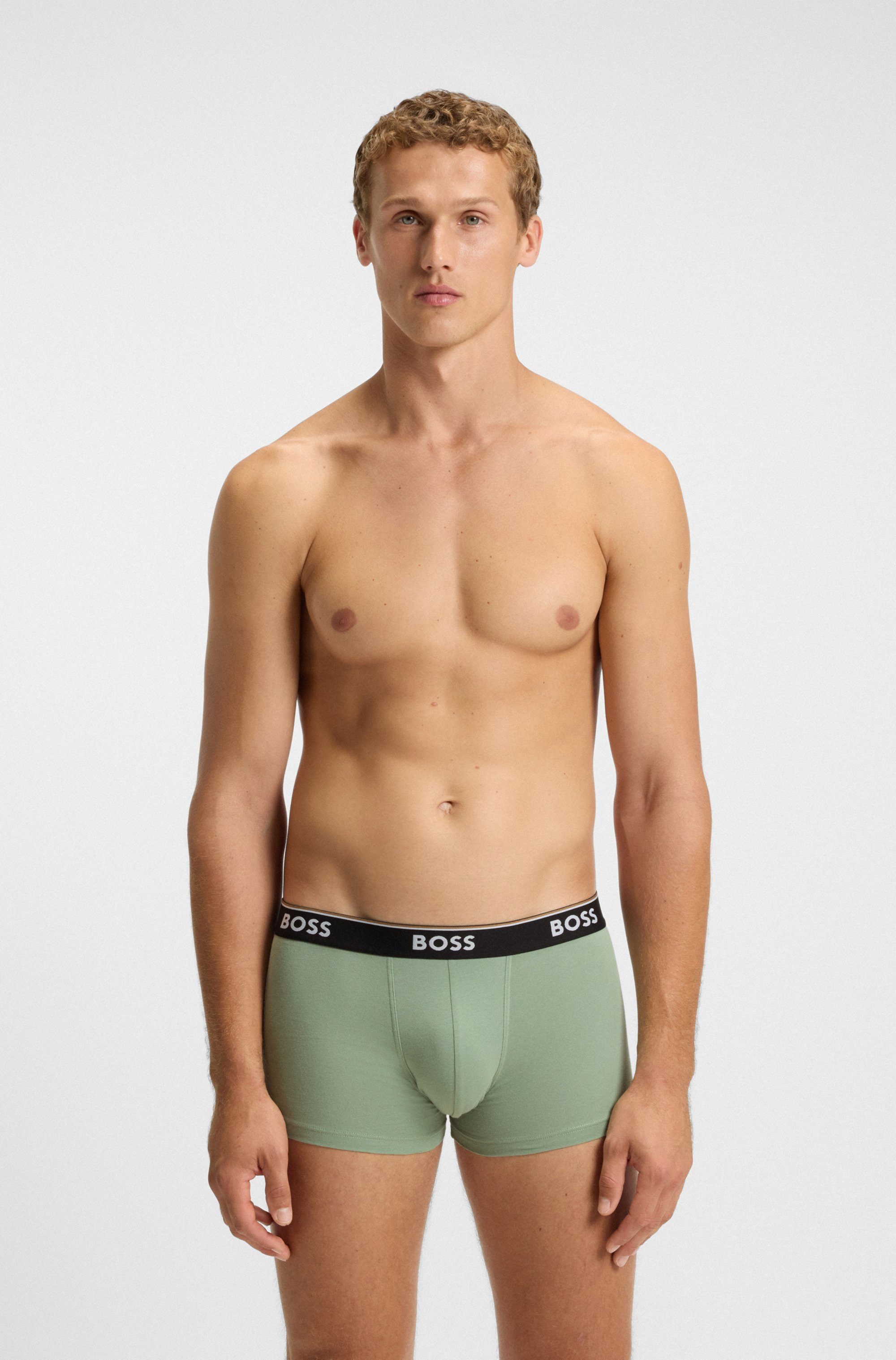 BOSS Trunk (Packung, 3-St) aus Stretch-Baumwolle mit Logo-Bund, mittlere Bundhöhe