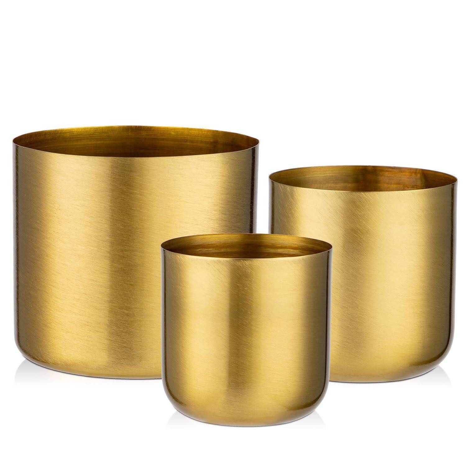LuxusKollektion Blumentopf Blumentopf-Set verzinkt goldfarben (3 St)