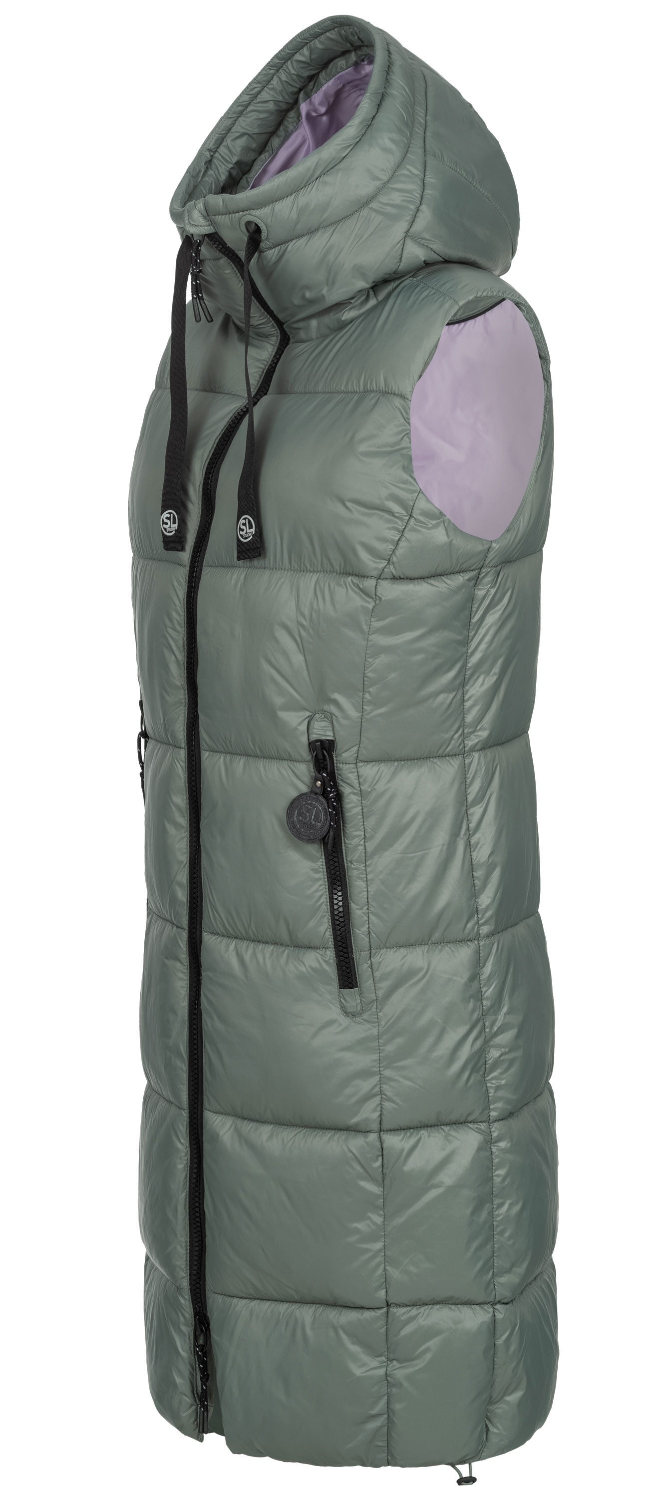 SUBLEVEL Steppweste Damen mit Kapuze Waistcoat lange Winter Weste Bodywarme günstig online kaufen