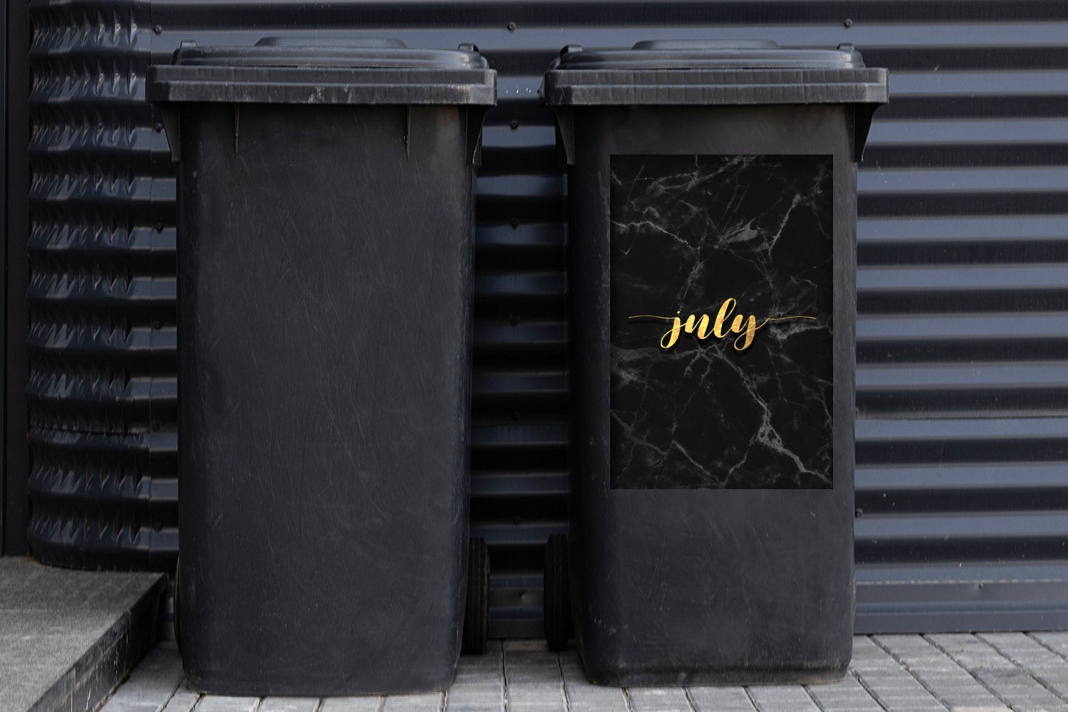 Mülltonne, Gold MuchoWow Mülleimer-aufkleber, Juli Abfalbehälter Sticker, Marmor Kalender St), Wandsticker (1 Container, - - -