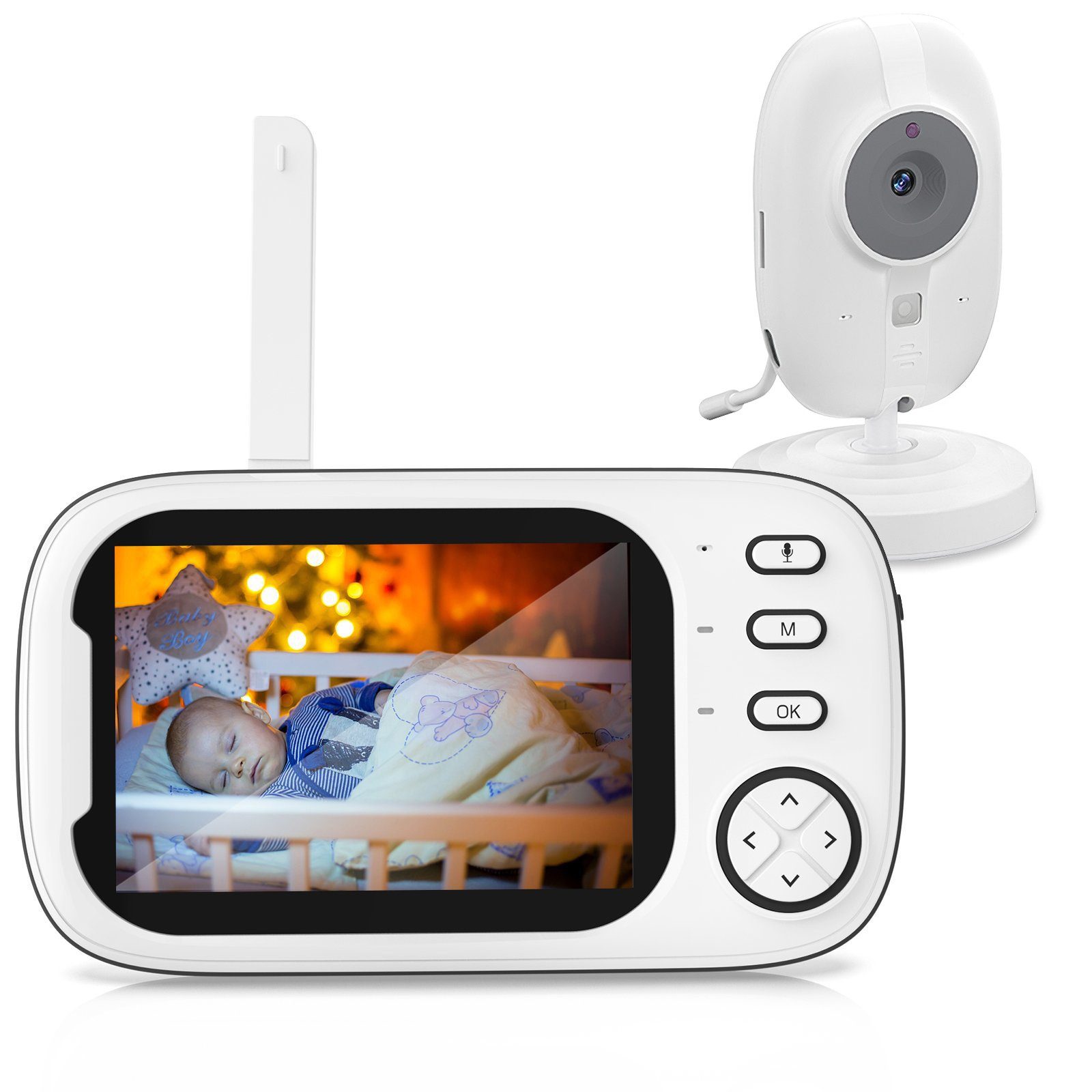 Video-Babyphone Babyphone mit Kamera 3.5"LCD Bildschirm 360° Blickwinkel