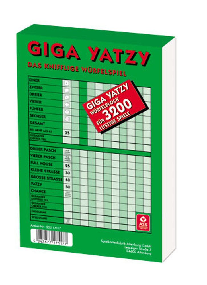 Cartamundi Spiel Giga Yatzy Block