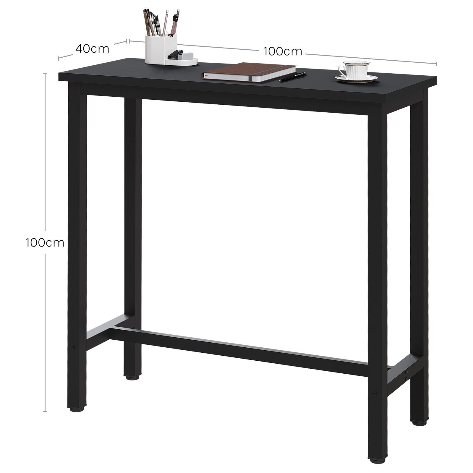 Woltu Bartisch, Bartisch aus Metall, Tischplatte aus MDF, 100x40cm