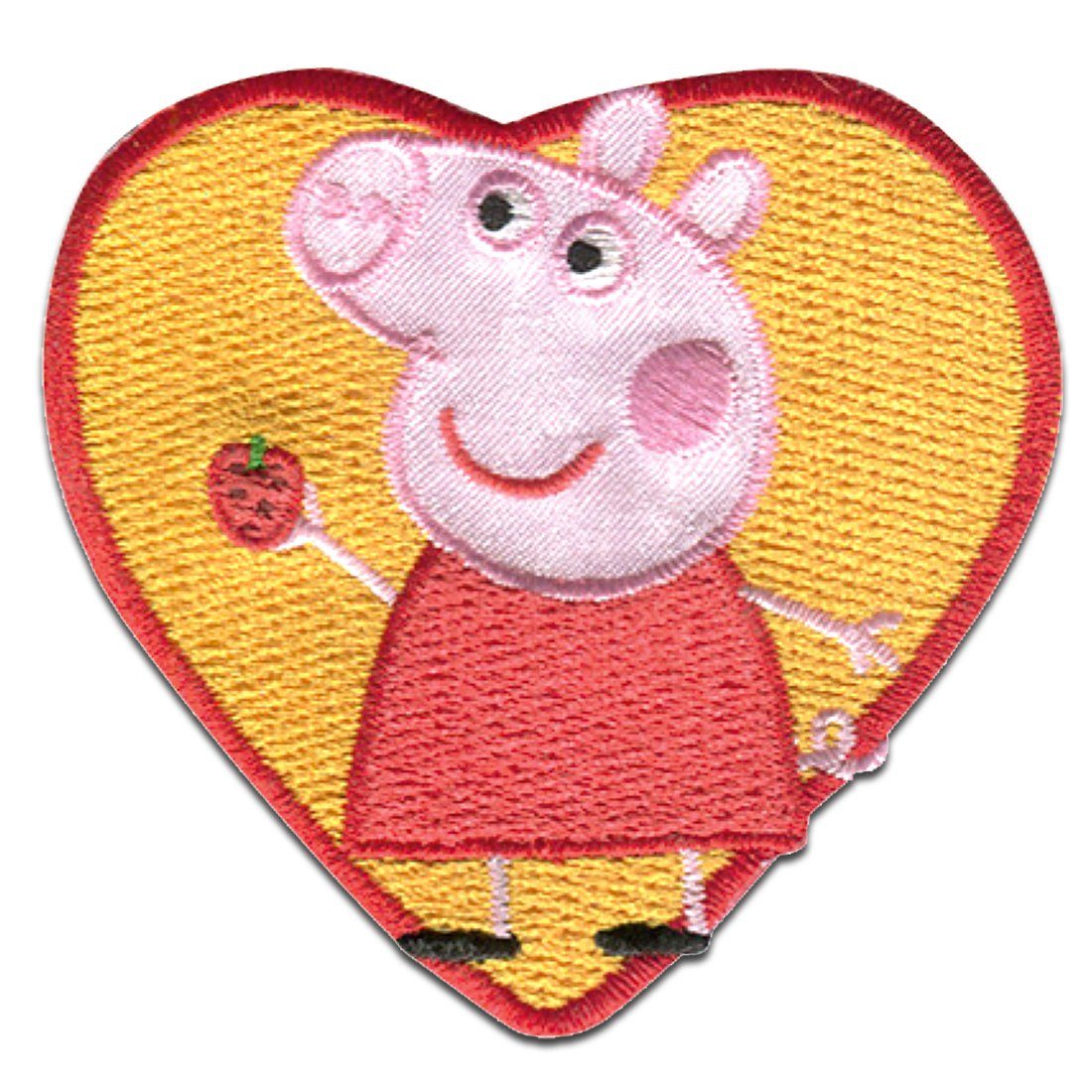 Peppa Pig Пластырь, Polyester, Peppa Wutz © Herz - Пластырь, Bügelbild, Aufbügler, Applikationen, Patches, Flicken, zum aufbügeln, Größe: 6,5 x 6,3 cm