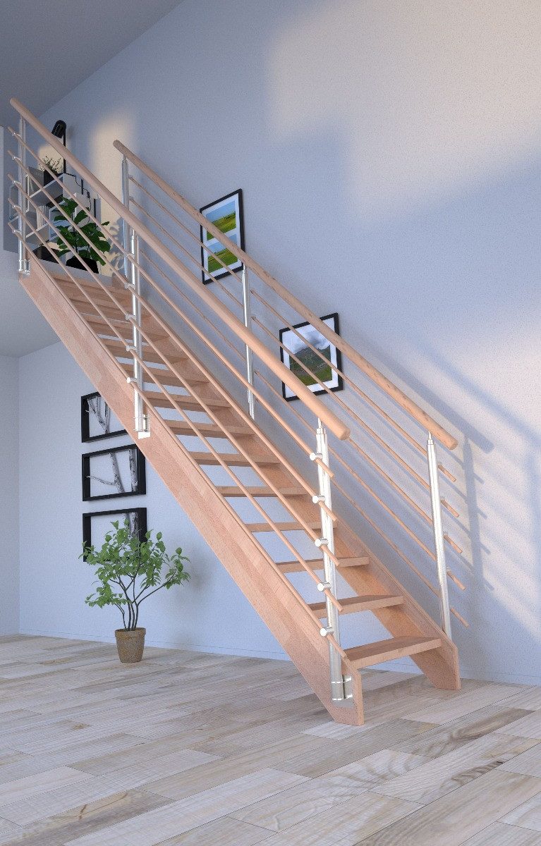 Starwood Raumspartreppe Holztreppe Mykonos Gerade-Buche-Design Geländer