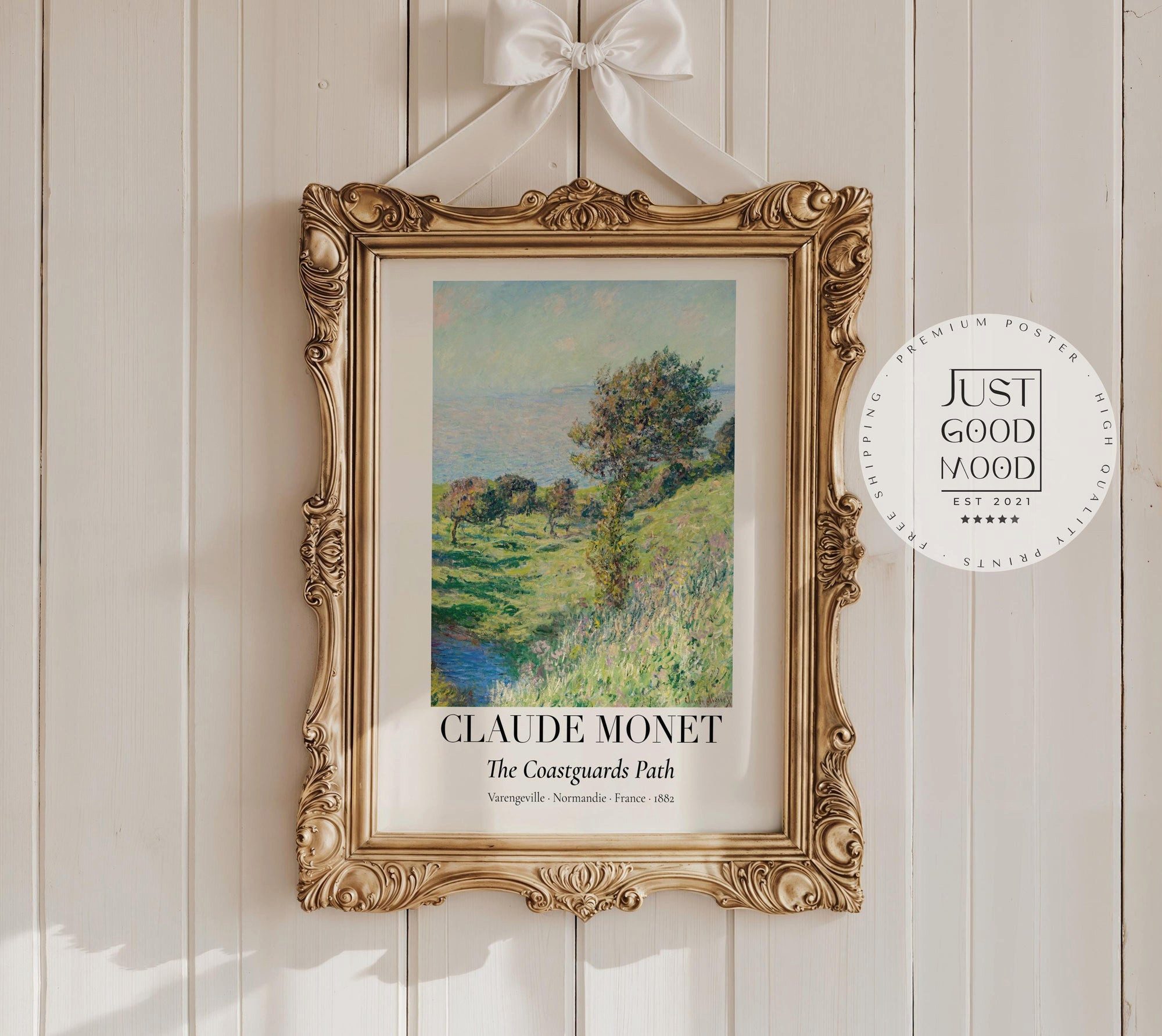 JUSTGOODMOOD Poster Premium ® Claude Monet Poster · Küstenweg Varengeville 1882 · Vintage, (1 St), verschiedene Größen wählbar