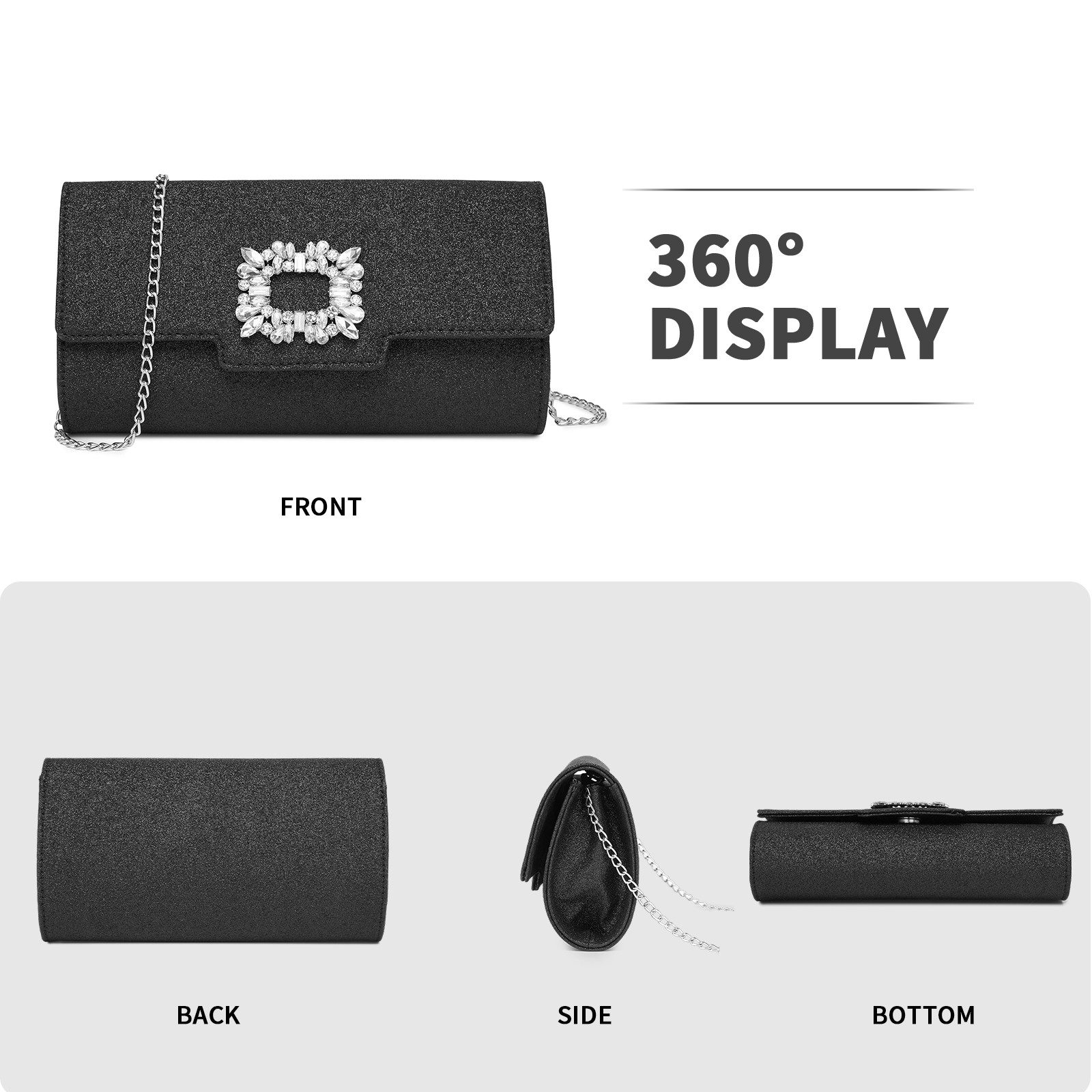 Miss Lulu Clutch Damen, Elegante Abendtasche mit Kette