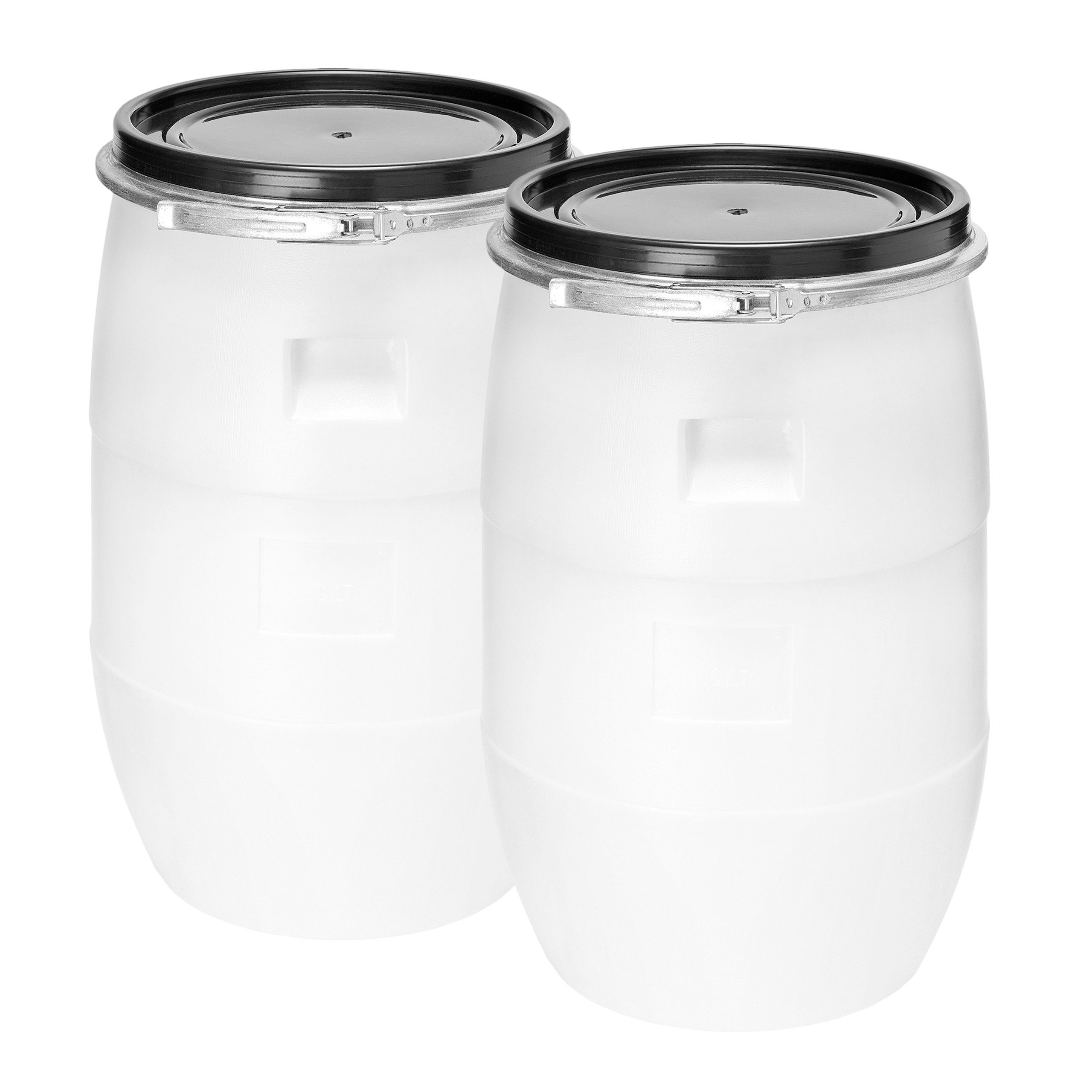 Garronda Regentonne Set 2x 60 Liter Weithalsfass HDPE Lebensmittel Fass mit Deckel GD-0122, 60 l, (2-tlg), BPA-Frei