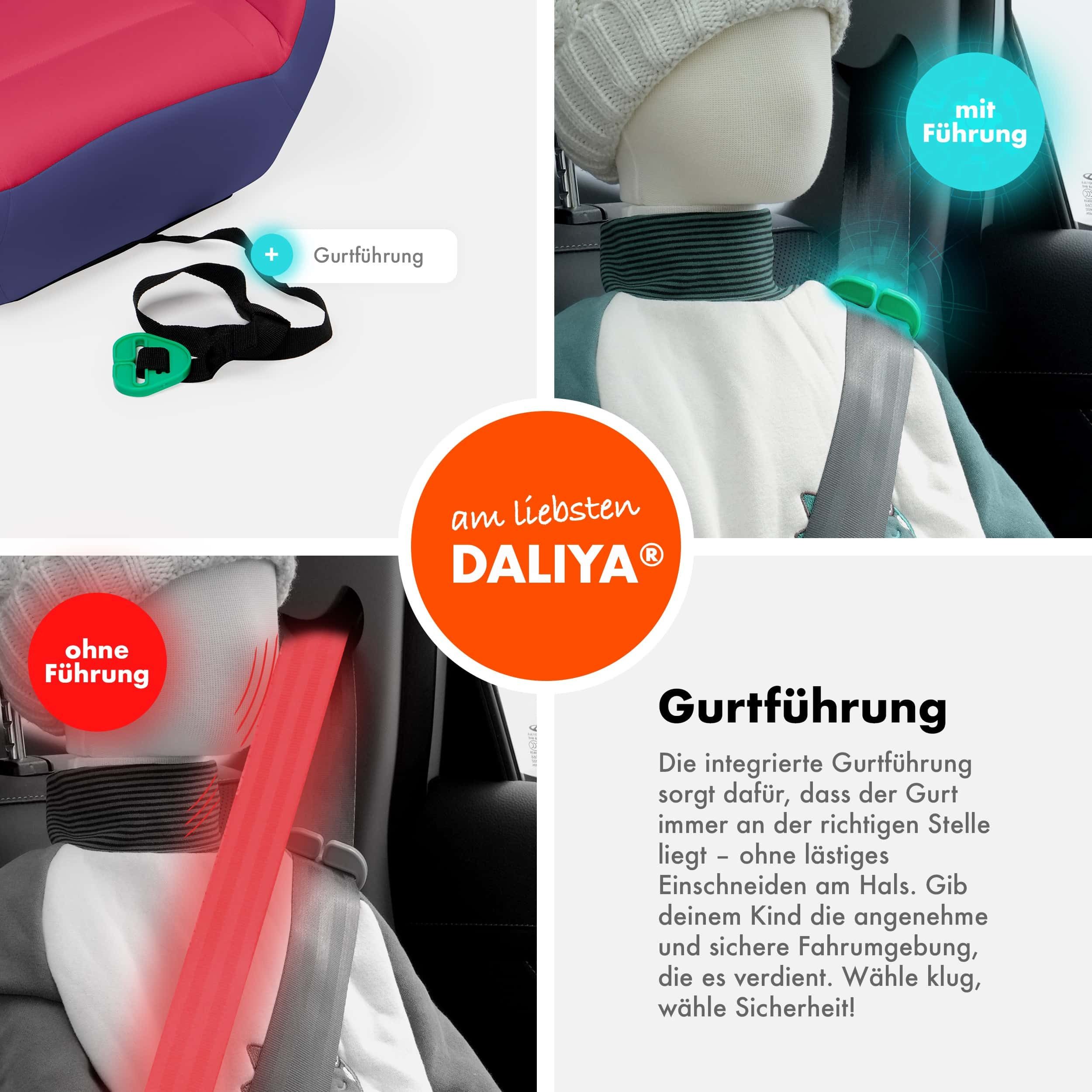 Daliya® Kindersitzerhöhung QUBIX I-Size Sitzerhöhung, Kindersitzerhöhung, Kindersitz, ab: ab 6 Jahre oder 125cm Körpergröße, bis: bis 12 Jahre oder 150cm Körpergröße, ab: 125 cm, bis: 150 cm, (Packung, 1-tlg), I-Size, Gurtfix, ergonomisch, weich, waschbarer Bezug