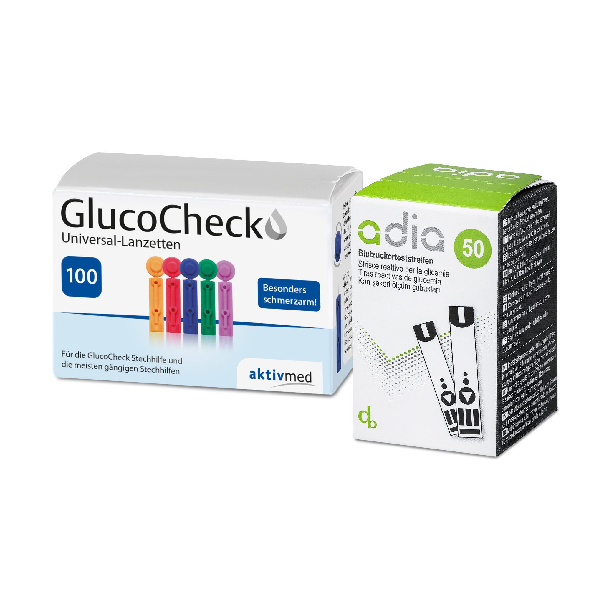 ADIA Blutzucker-Teststreifen 50 adia Blutzuckerteststreifen + 100 Lanzetten, 150-tlg.