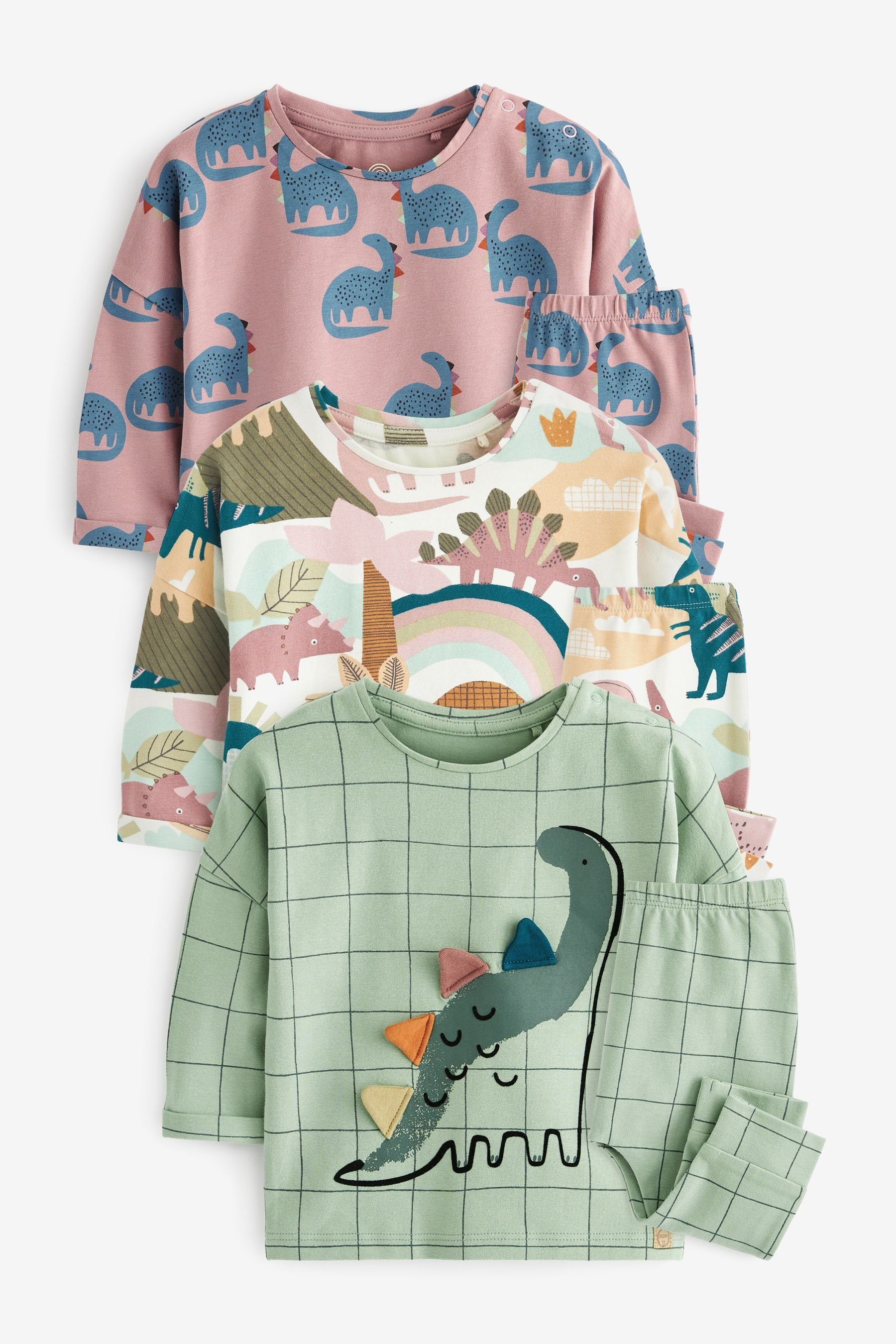 Next Shirt & Leggings 6er-Pack Baby T-Shirts und Leggings (6-tlg) Green Dinosaur