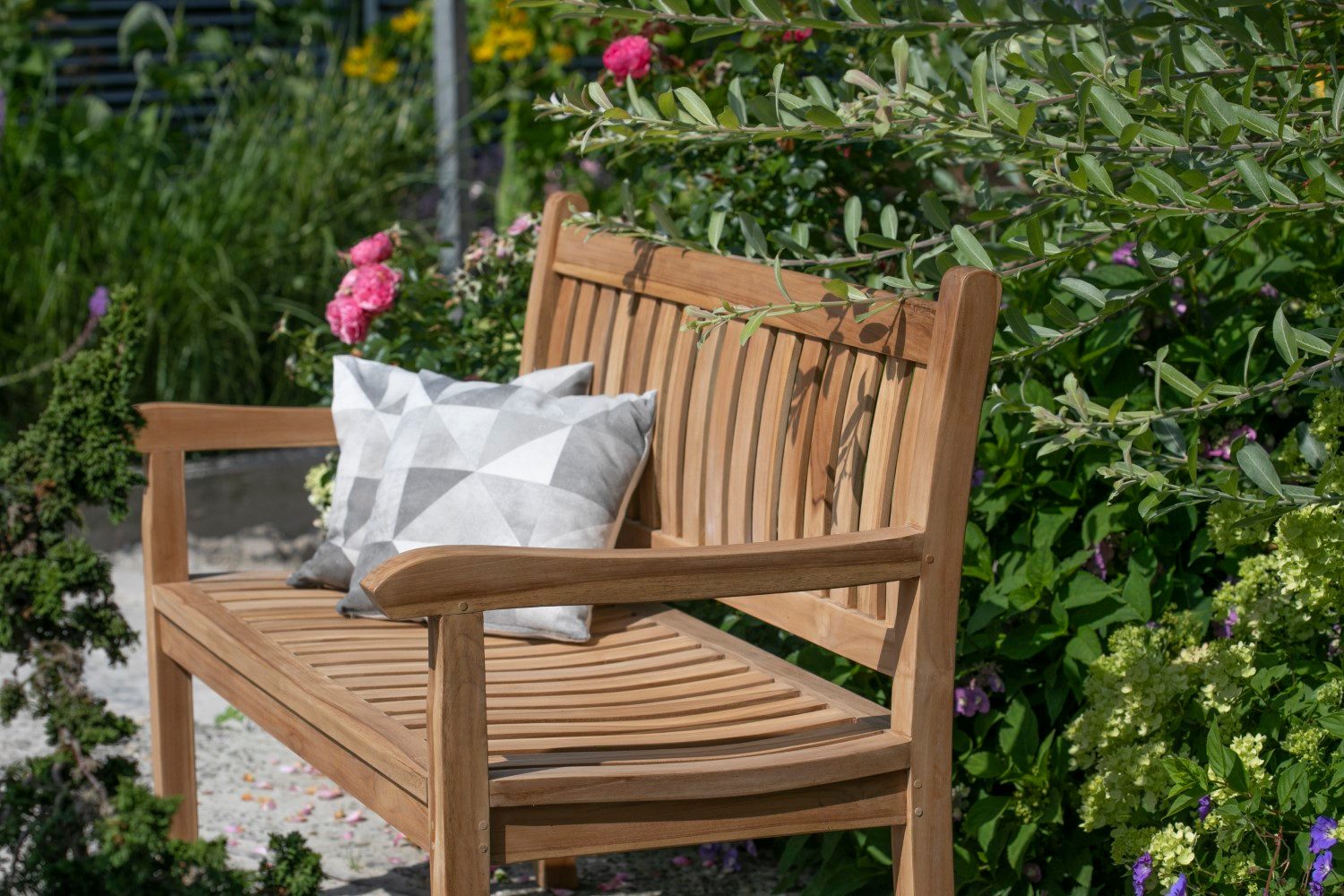 deVries Gartenbank Sitzbank Florence, Teakholz - extrabreit - Armlehnen