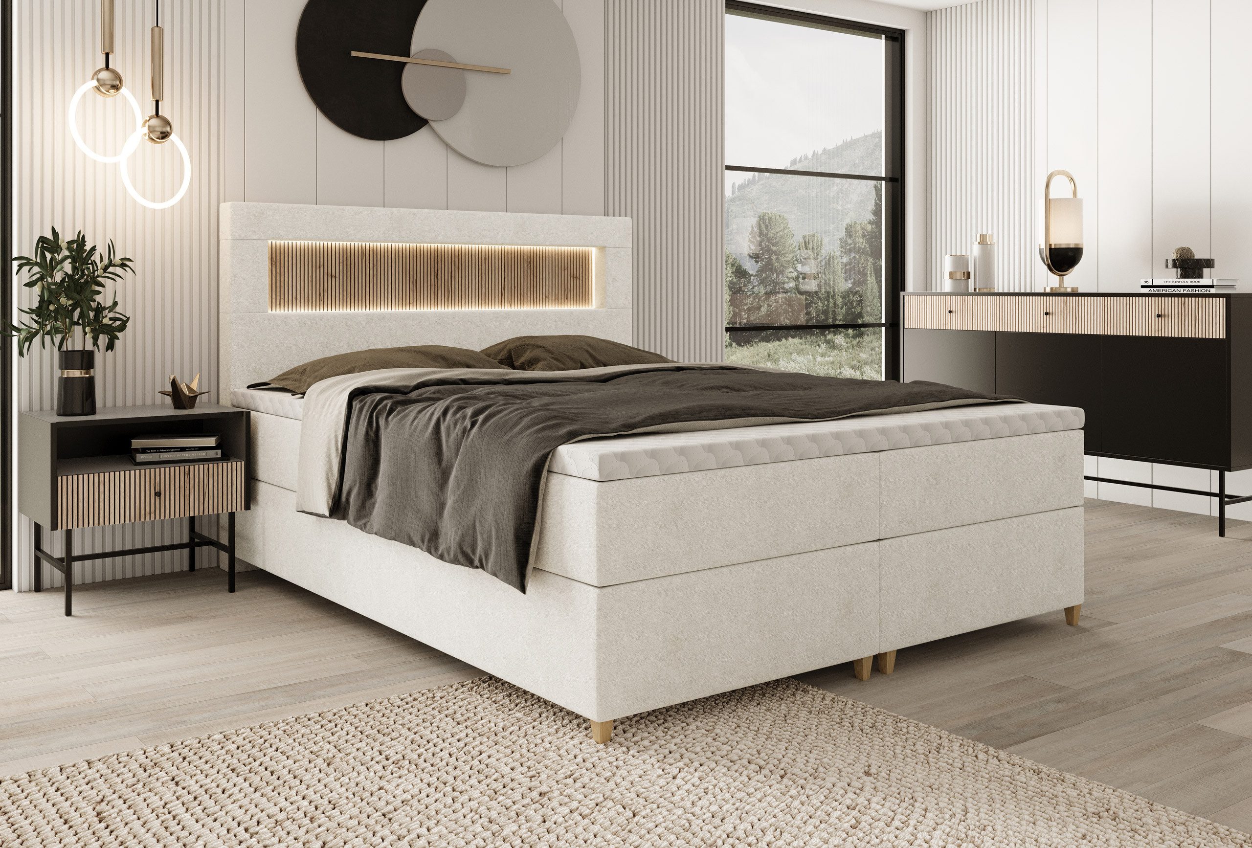 wonello Boxspringbett Espoo 2, mit LED-Beleuchtung, günstig online kaufen