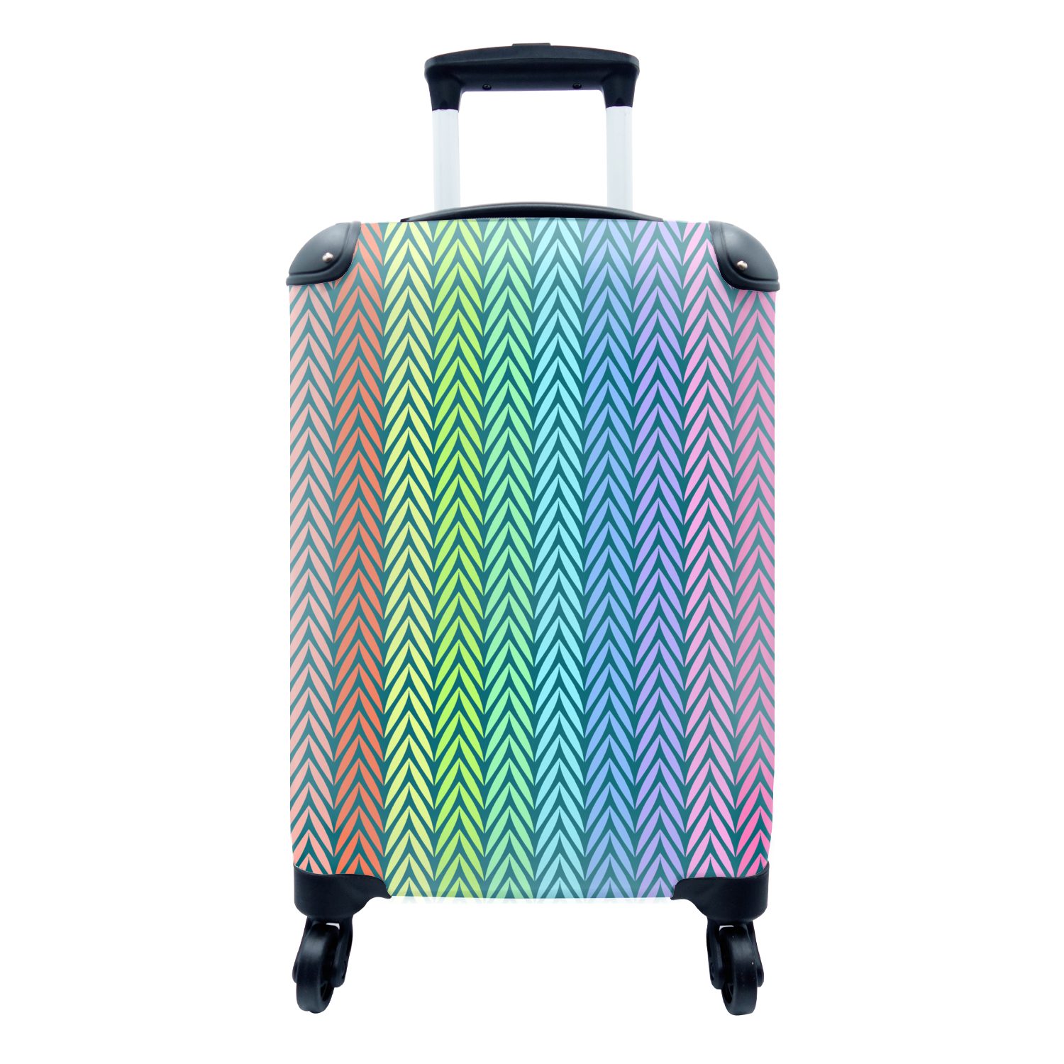 mit MuchoWow - für Reisekoffer Reisetasche Regenbogen Muster rollen, Handgepäck Handgepäckkoffer Pastell, Trolley, Rollen, Ferien, - 4