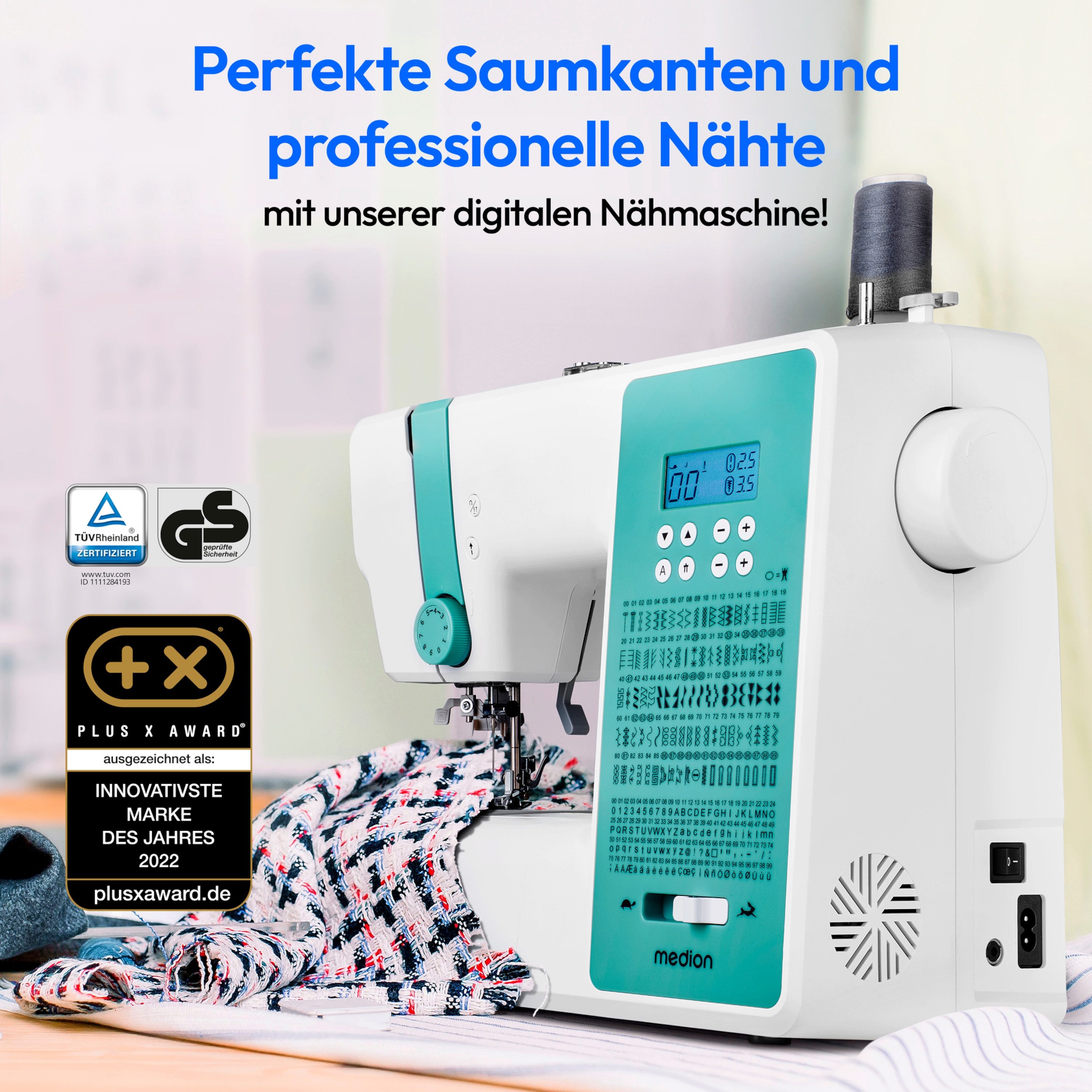 Medion® Nähmaschine MEDION LIFE SD36 (MD 11881), SD36, einstellbare Stichlänge & -breite, integr. Zubehörfach, 36 Watt