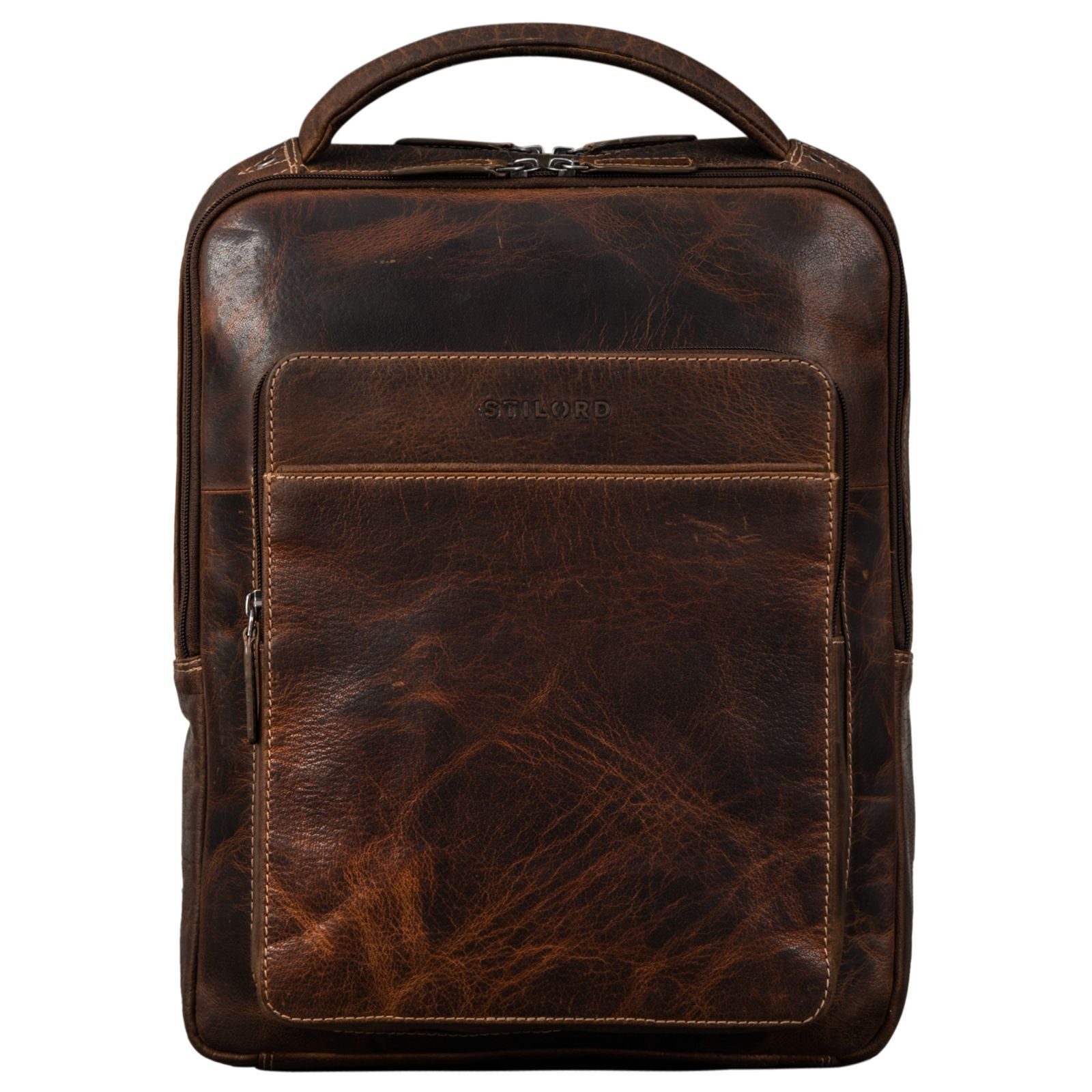 STILORD Notebook-Rucksack "Nicky" Laptoprucksack 13 Zoll aus echtem Leder Mittel-Groß Unisex