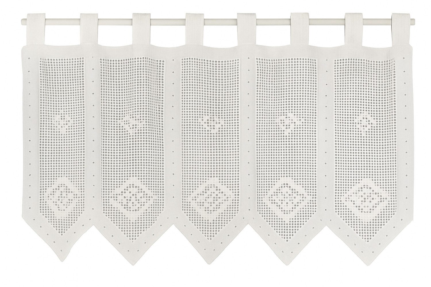 HOSSNER - ART OF HOME DECO Scheibengardine 45x125 cm (1 St), Schlaufen, blickdicht, Baumwolle, Vintage, Romantische Stickerei