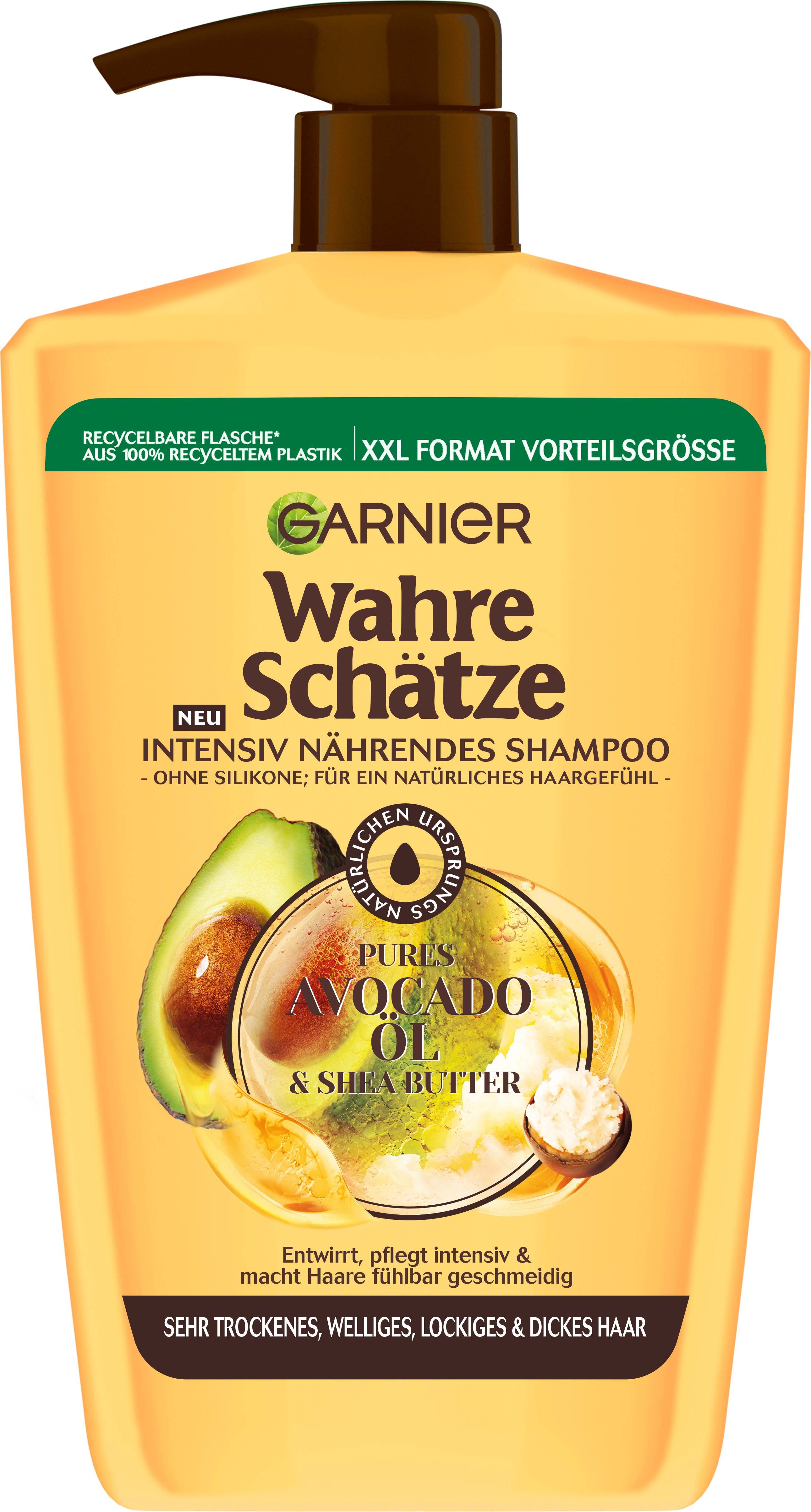 GARNIER Haarshampoo WAHRE SCHÄTZE INTENSIV NÄHRENDES SHAMPOO, für sehr trockenes, welliges, lockiges und dickes Haar, mit Sheabutter