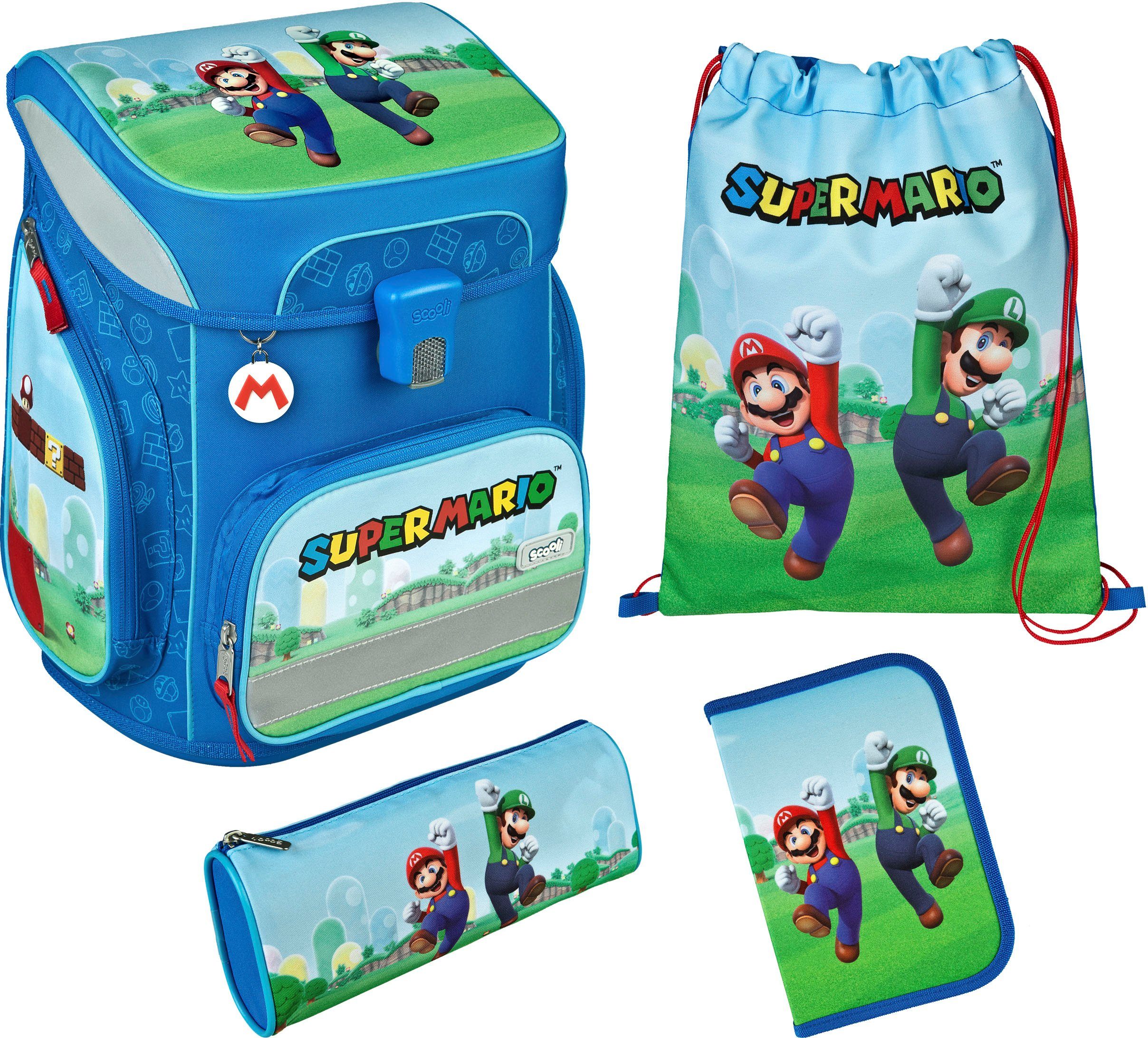 Scooli Schulranzen EasyFit, Super Mario (Set, 5-tlg)