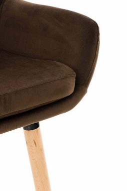 TPFLiving Barhocker Grande mit bequemer Rückenlehne und angenehmer Fußstütze (Barstuhl Hocker für Theke & Küche), Tresenhocker 4-Fuß Gestell Holz - Sitzfläche: Samt Braun