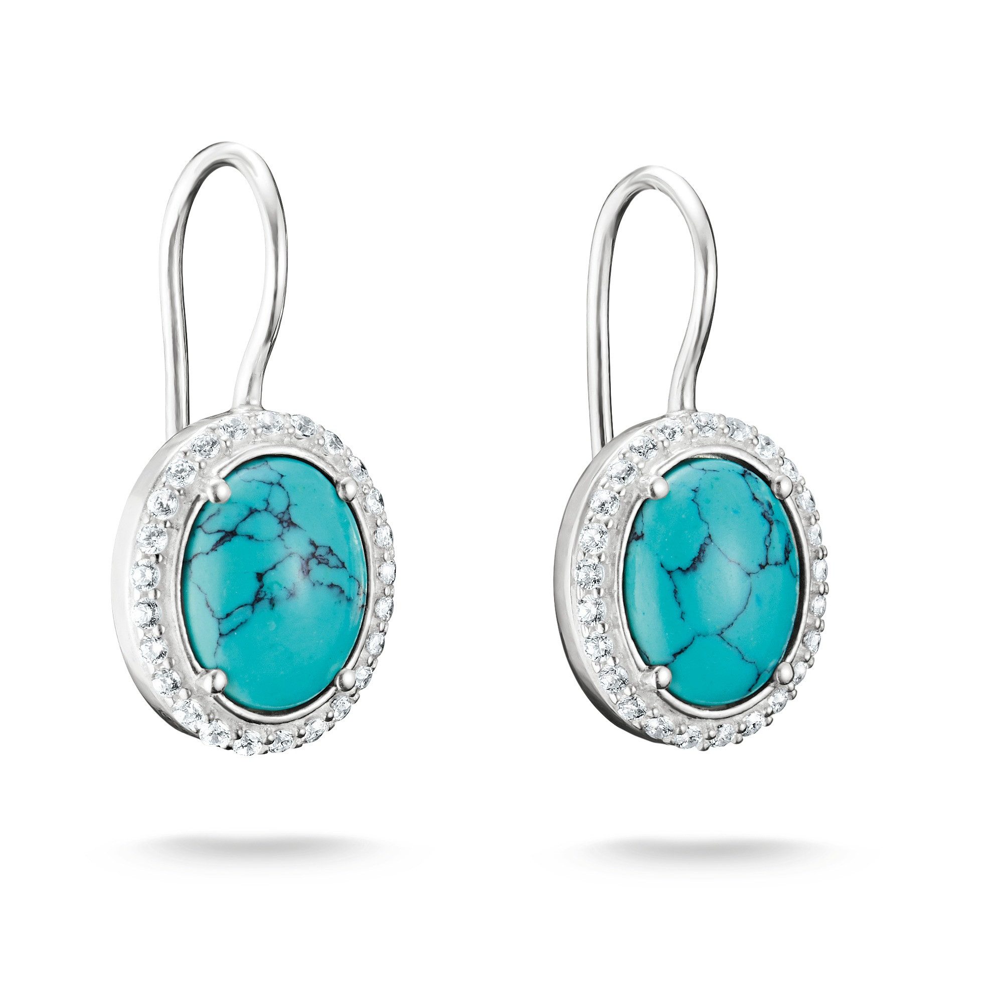 THOMAS SABO Paar Ohrhänger Ohrringe Damen Ovale Steine Türkis Silber H2337-405-17