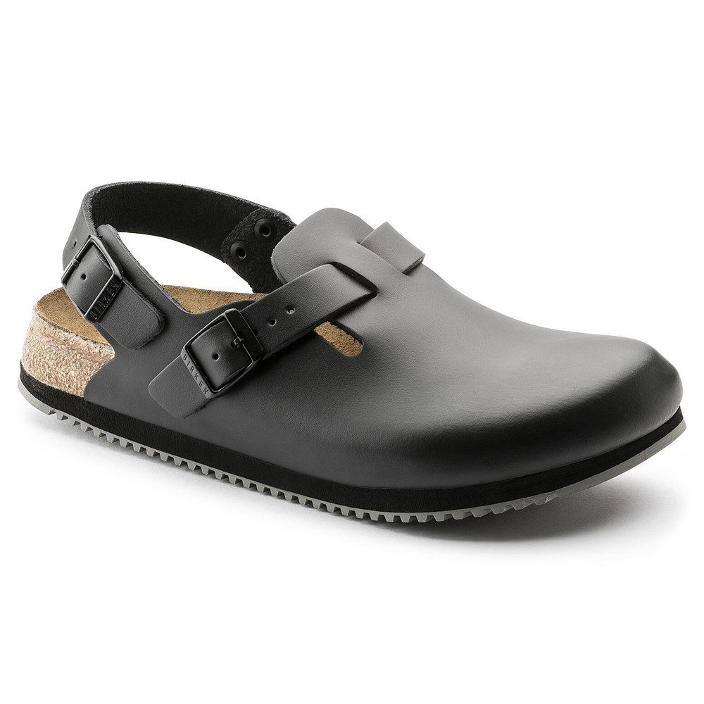 Birkenstock Clog Tokio Super Grip, Naturleder, schwarz Pantolette