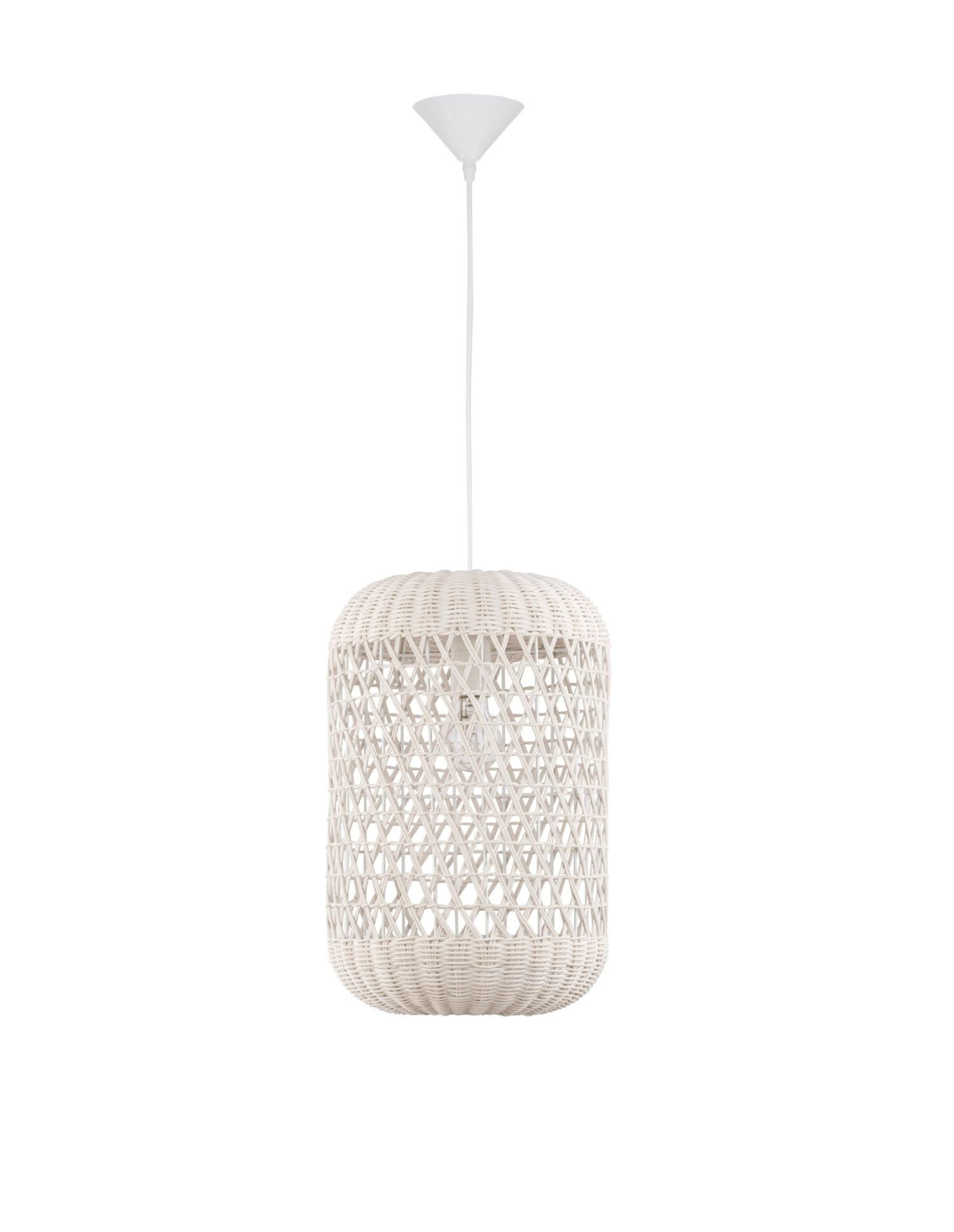 Licht-Erlebnisse Pendelleuchte EDGAR, ohne Leuchtmittel, Hängeleuchte Weiß Elfenbein E27 höhenverstellbar 24 cm breit