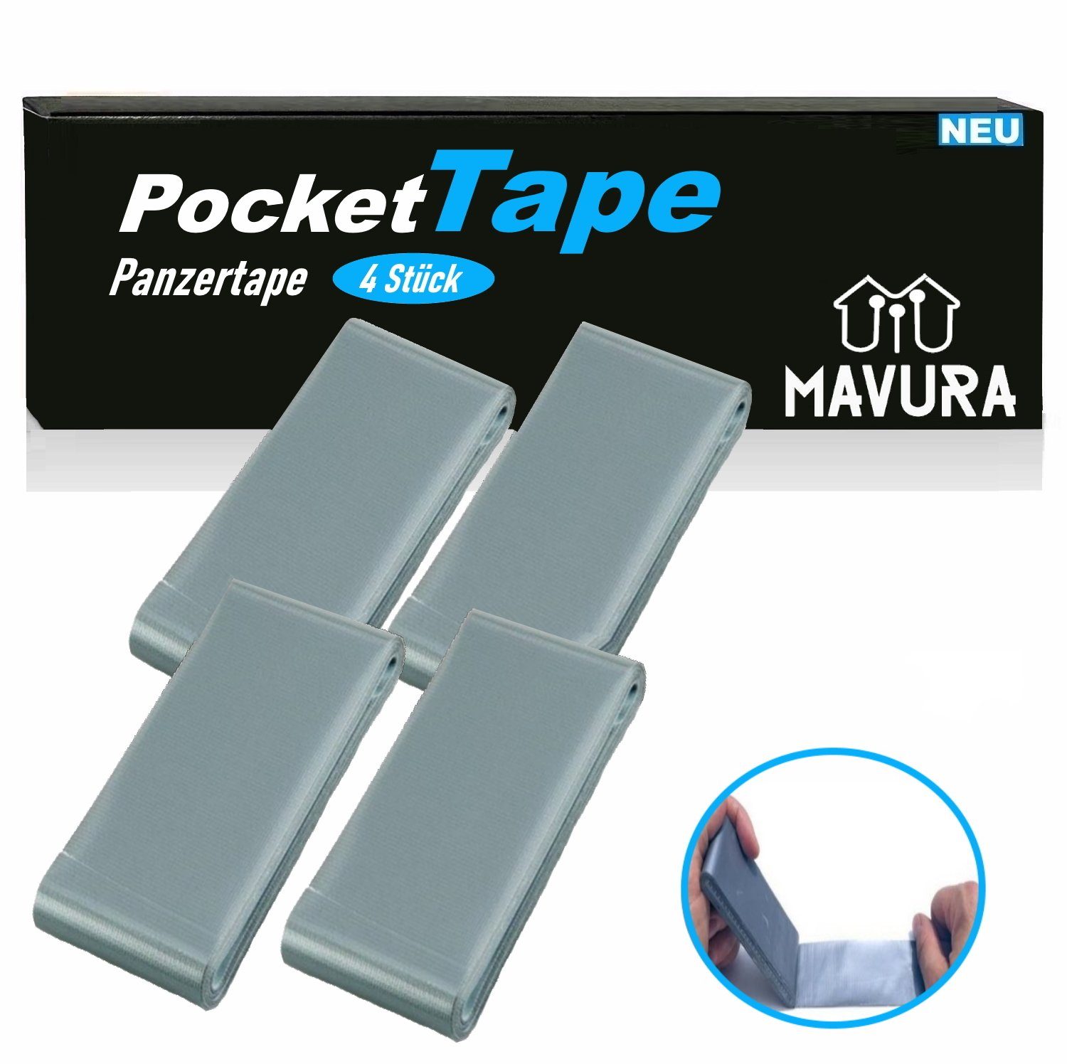 Stück] Ducttape Gaffa Tape Universaltape MAVURA Panzerband Gaffer Gewebeband Panzer PocketTape Klebeband [4 Panzertape Reparaturband