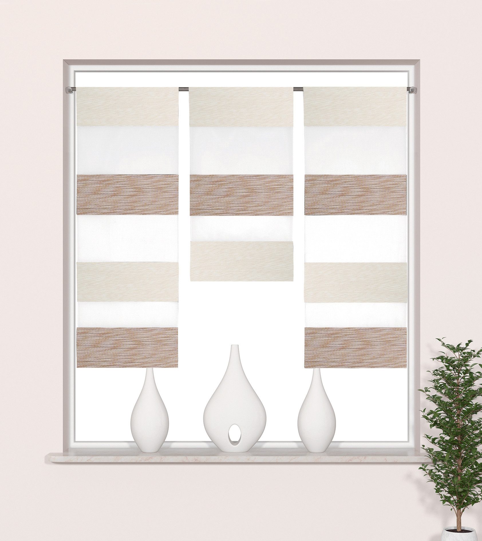 Clever-Kauf-24 Scheibengardine Mini Flächenvorhang 2280-13 beige günstig online kaufen