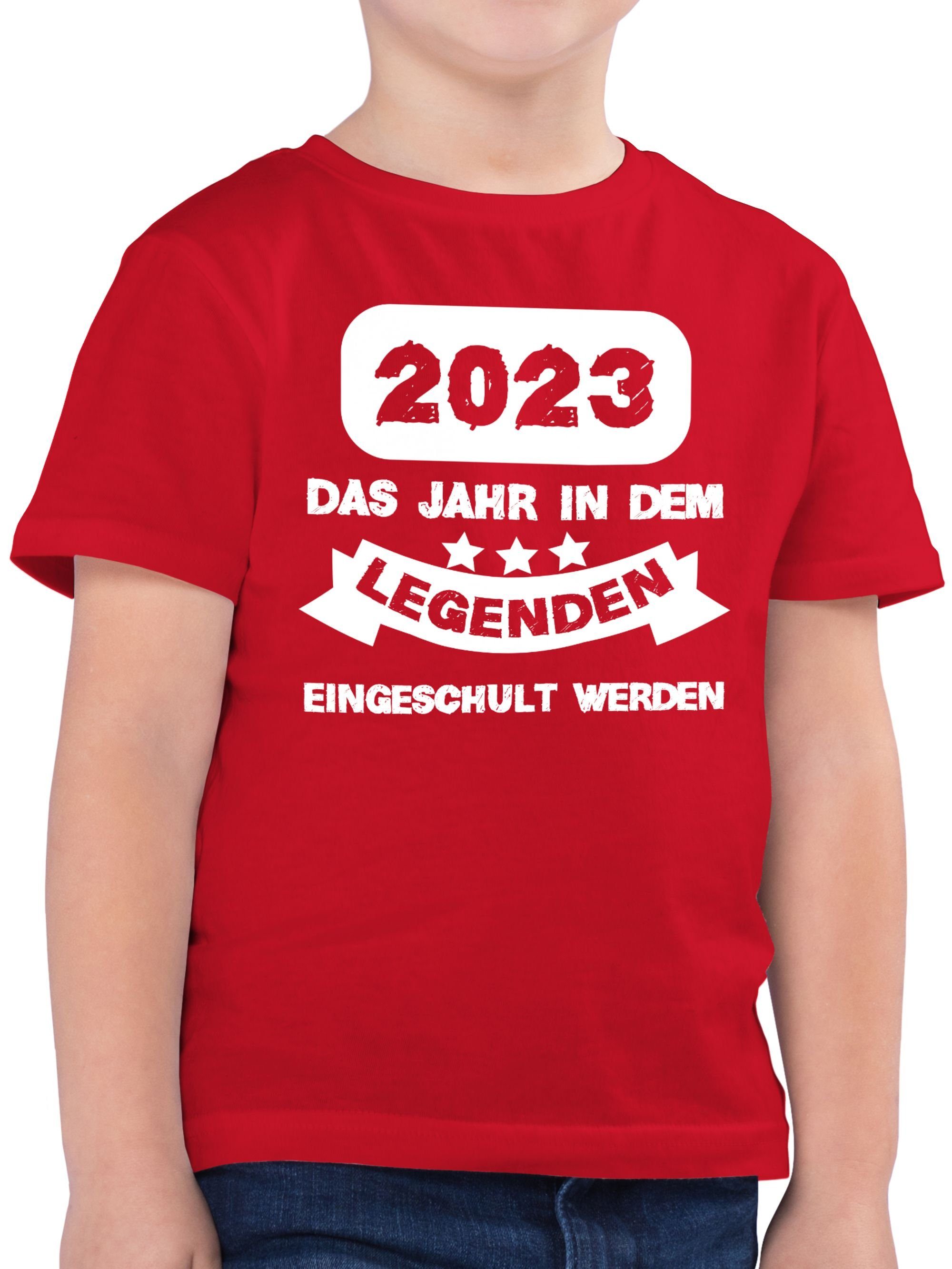 Shirtracer T-Shirt 2023 Das Jahr in dem Legenden eingeschult werden weiß Einschulung Junge Schulanfang Geschenke 03 Rot