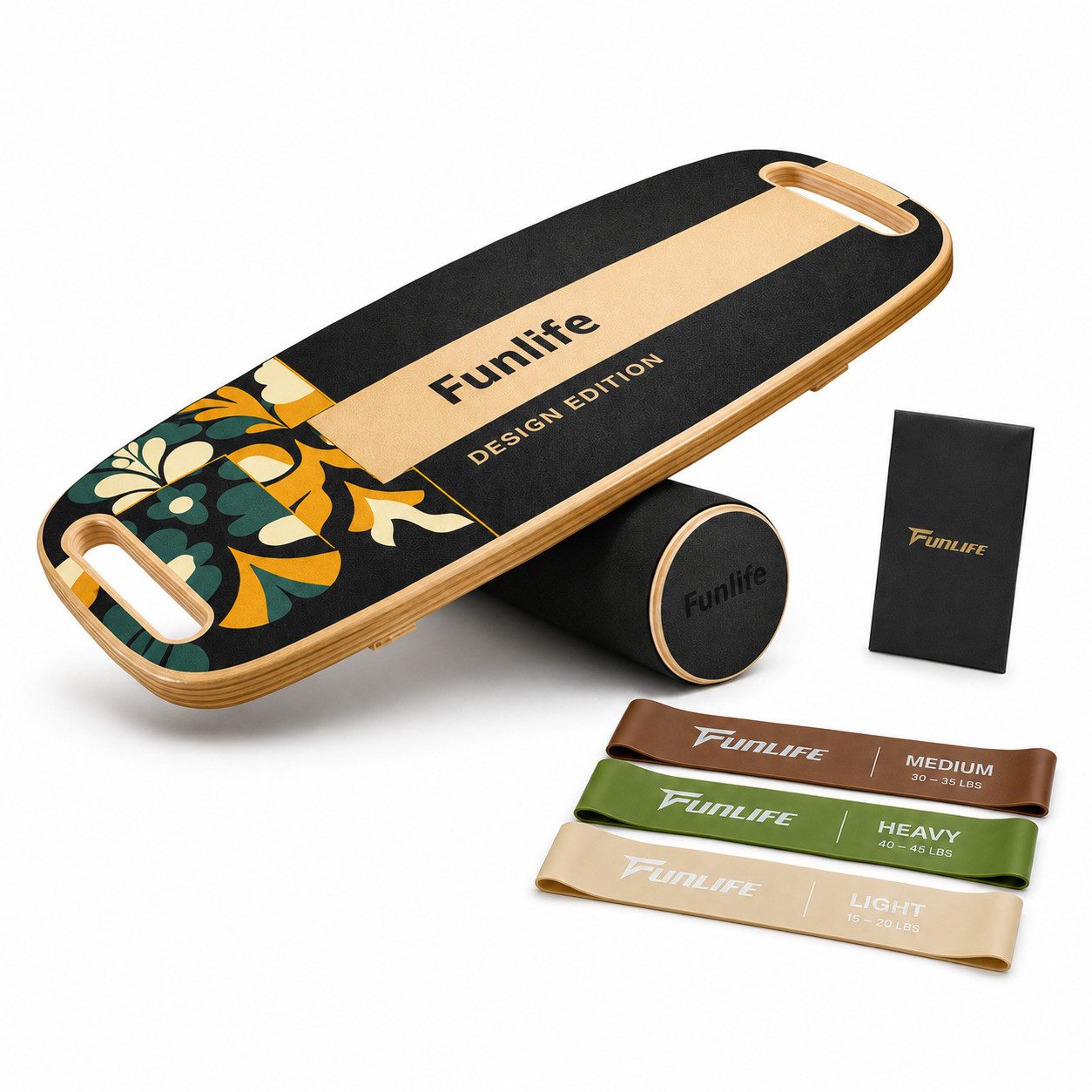 FunLife Balanceboard MOVE Design-Edition, 3-stufiges System, 18 mm Mehrschichtholz, mit Rolle, bis 150 kg