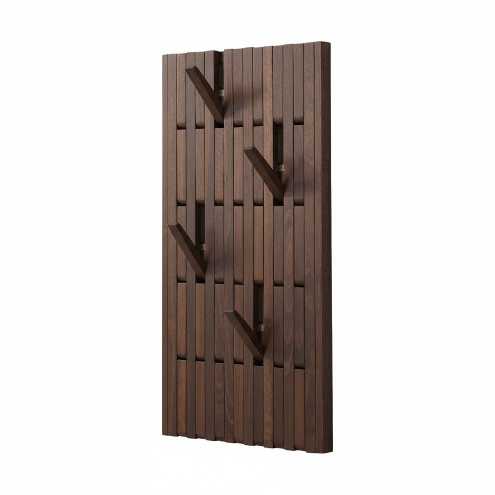 HOME DELUXE Garderobe Garderobenpaneel QUEST 55 x 4 x 105 cm, Aus Kautschukbaum, Hakenpaneel, Wandgarderobe, Kleiderhaken