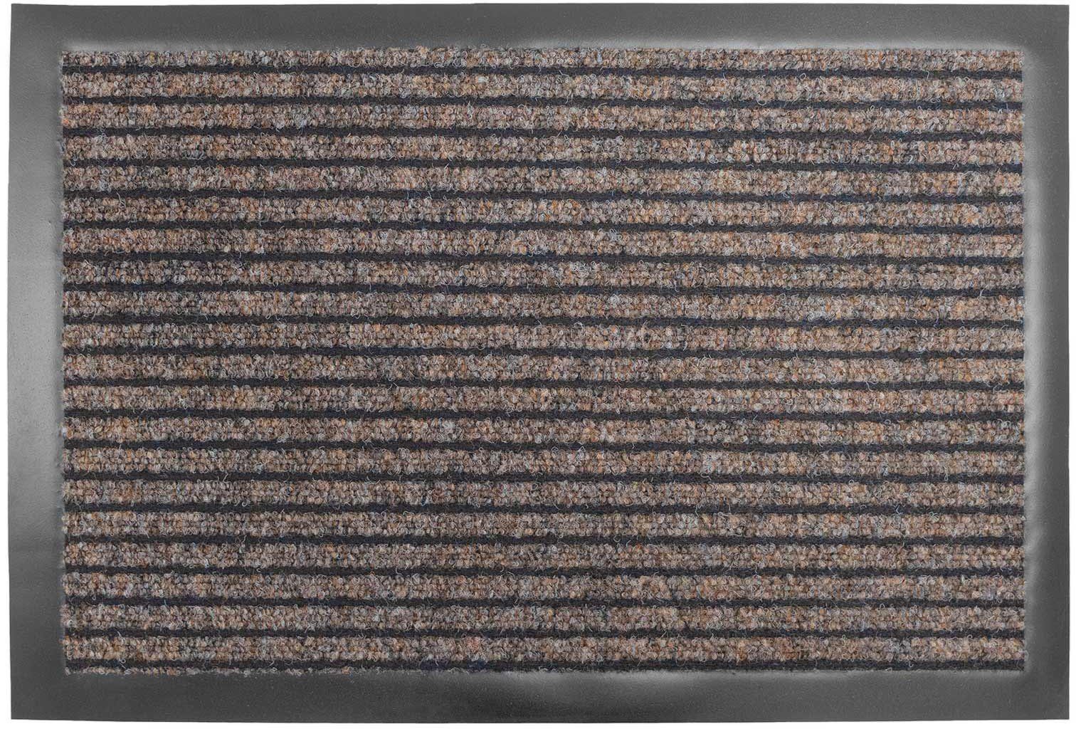 Fußmatte OSLO, Primaflor-Ideen in gestreift, waschbar beige 8 Schmutzfangmatte, meliert, mm, Höhe: rechteckig, Textil, rutschhemmend