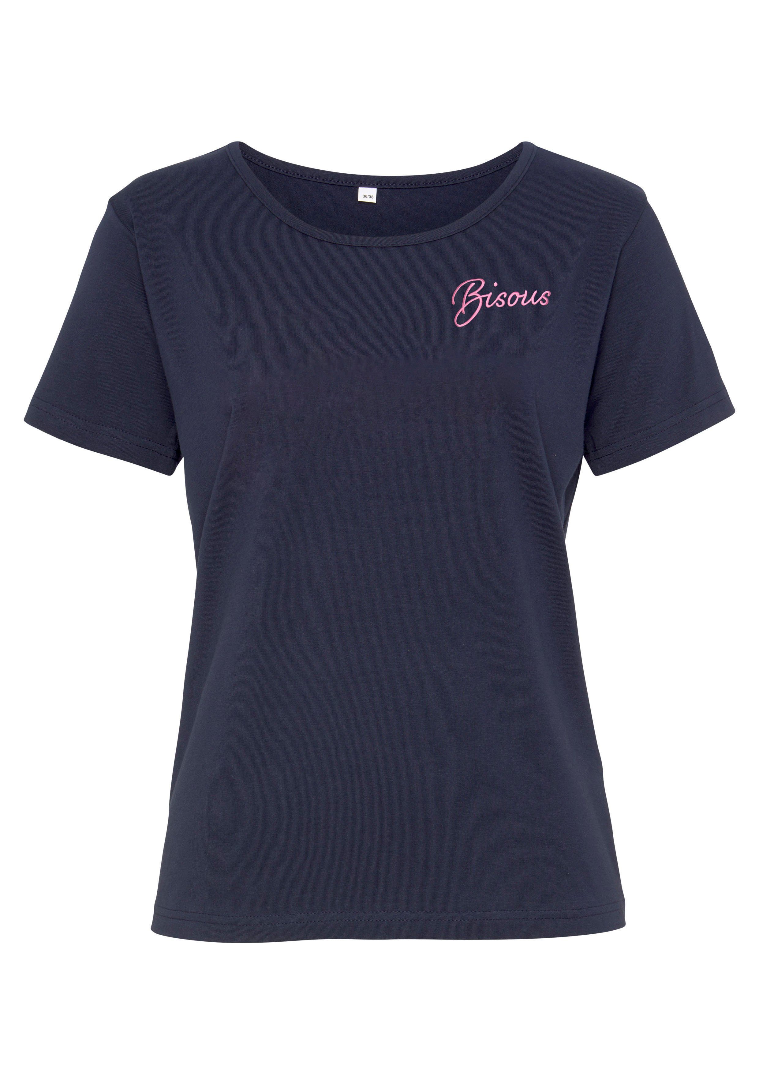 Vivance Kurzarmshirt -T-Shirt mit Stickerei, Loungewear