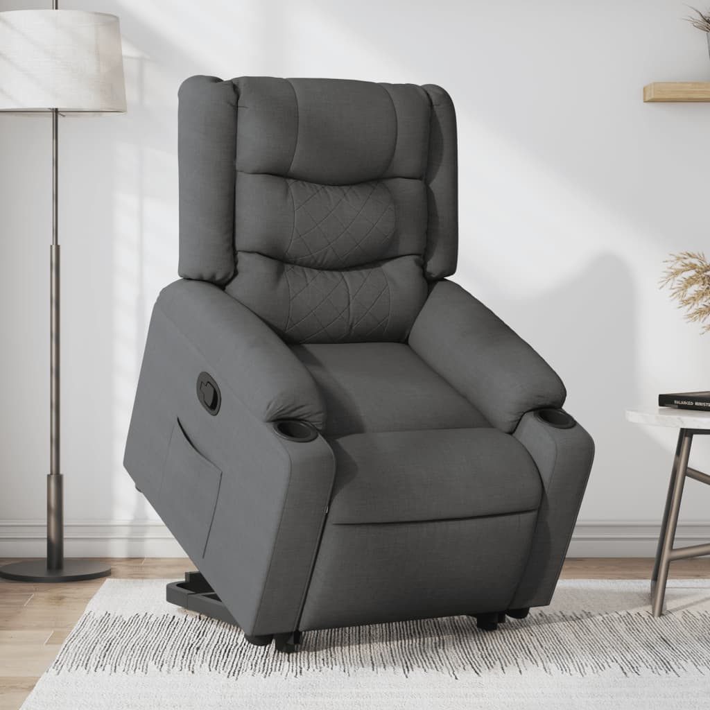 Massagesessel Relaxsessel Dunkelgrau 77 x 93 x 99 cm mit Aufstehhilfe