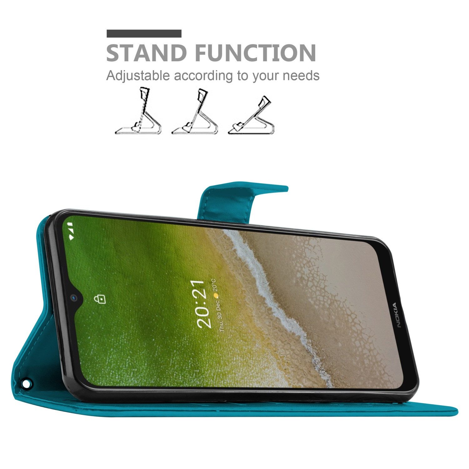 Cadorabo Handyhülle für Nokia G50 5G Hülle Nokia G50 5G, Hülle Schutzhülle Blumen Flower mit Standfunktion Kartenfach Magnet