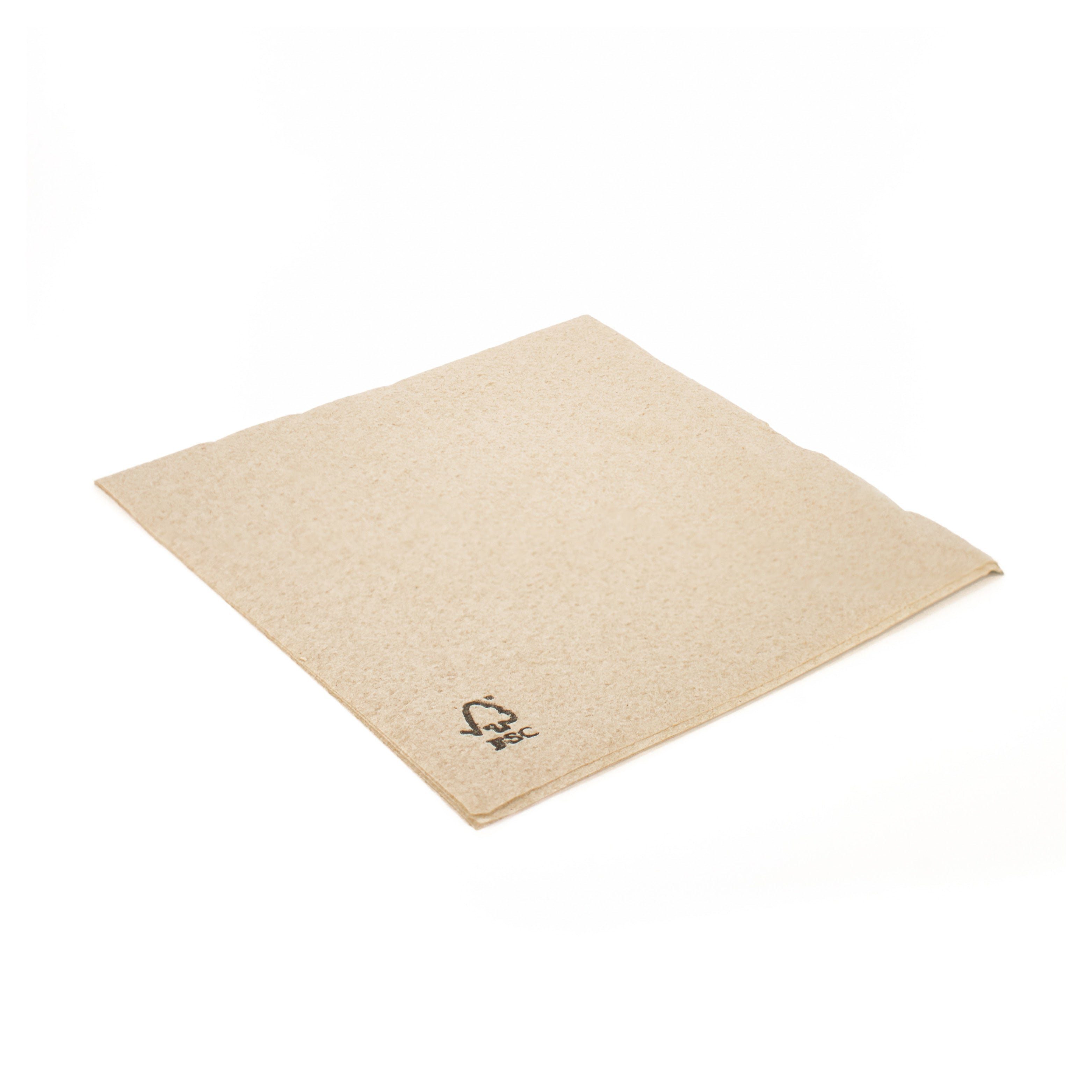 wisefood Papierserviette Papier Servietten - quadratisch braun 33cm 1-lagig, (200 St)