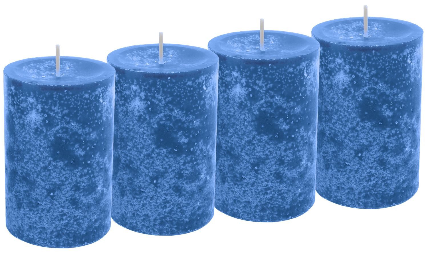 ZauberDeko Stumpenkerze 4 Stumpenkerzen Kerzen Azur Blau Tischdeko Adventskranz 9cm hoch Ø 6cm