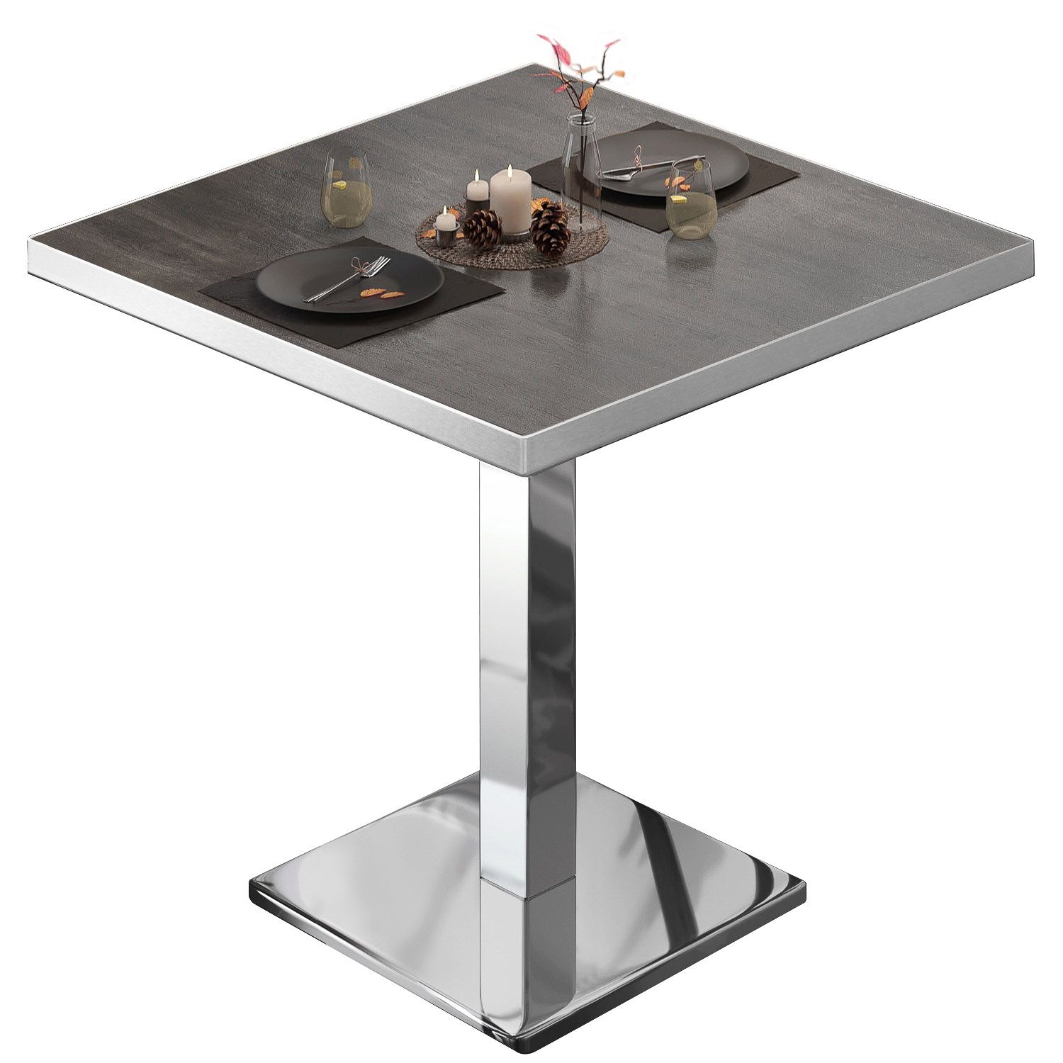 GGMMÖBEL Bistrotisch HPL Beschichtet (1 Stück), Quadratisch Innen Edle Optik/Hohe Tragkraft/Langlebig
