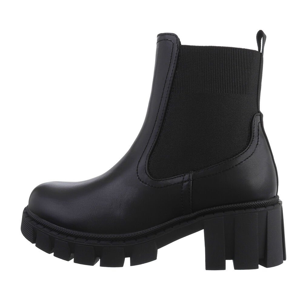 Schwarz Blockabsatz Ital-Design Chelsea Chelseaboots Chelsea Boots Damen in Freizeit